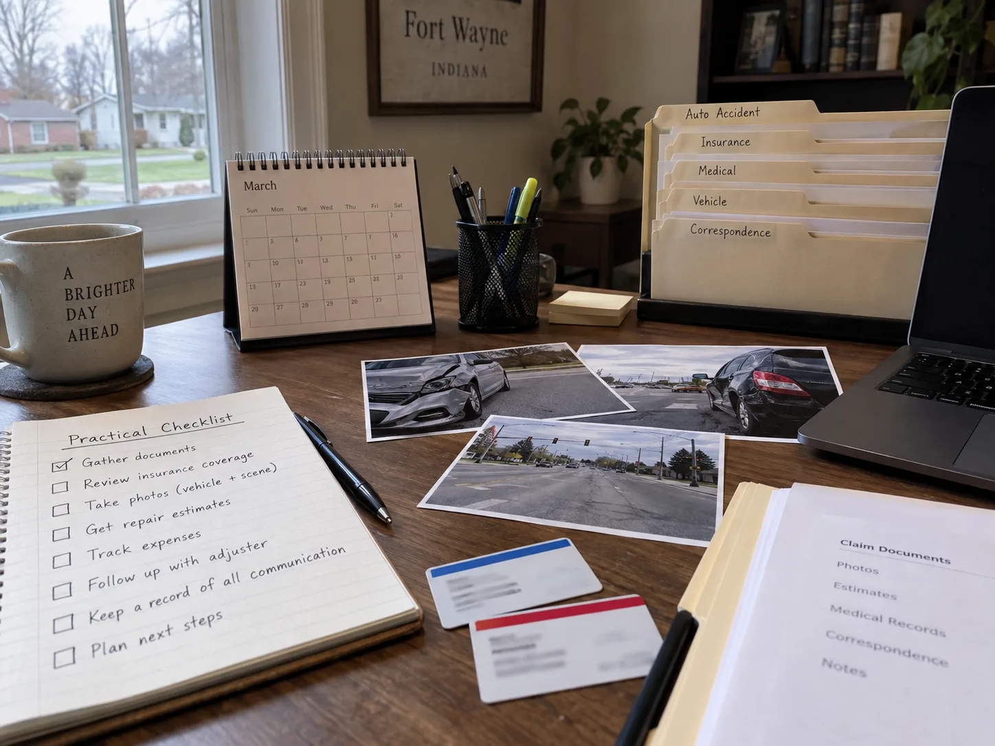 Checklist and records prepared for an Indiana injury claim review
