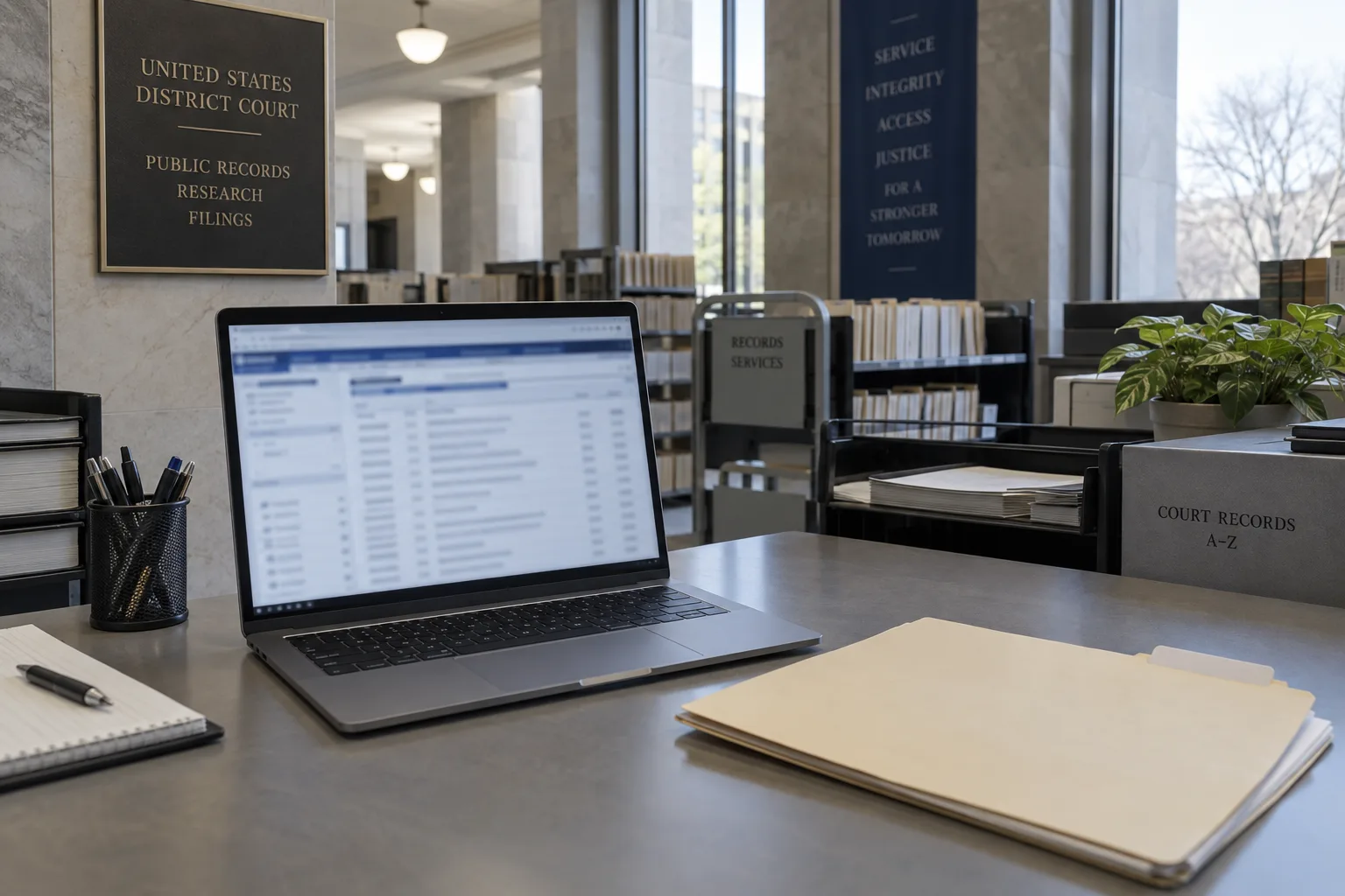 Bankruptcy docket and injury-claim file being reviewed together