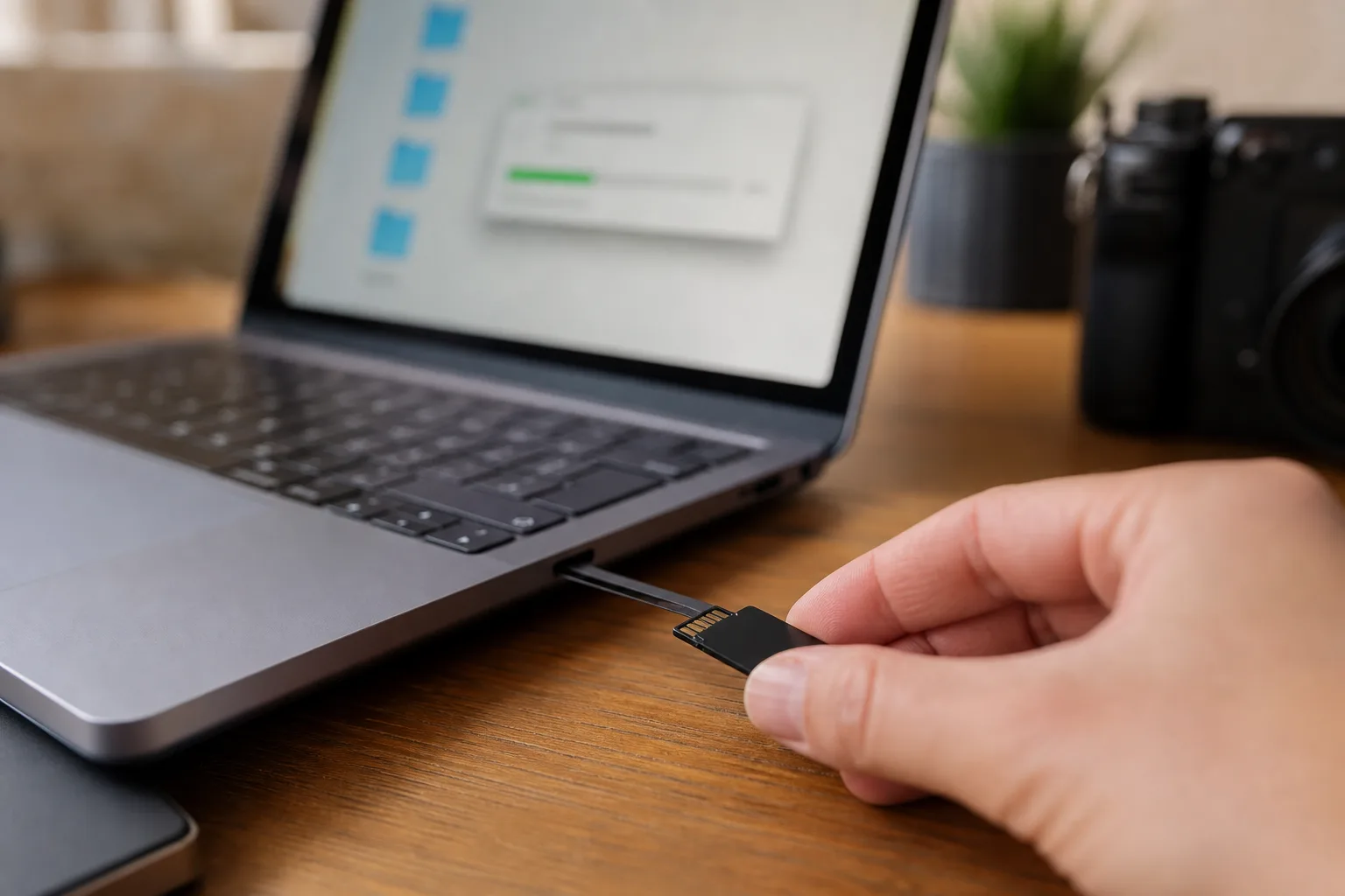Copying an original dashcam file from an SD card to a laptop for safekeeping