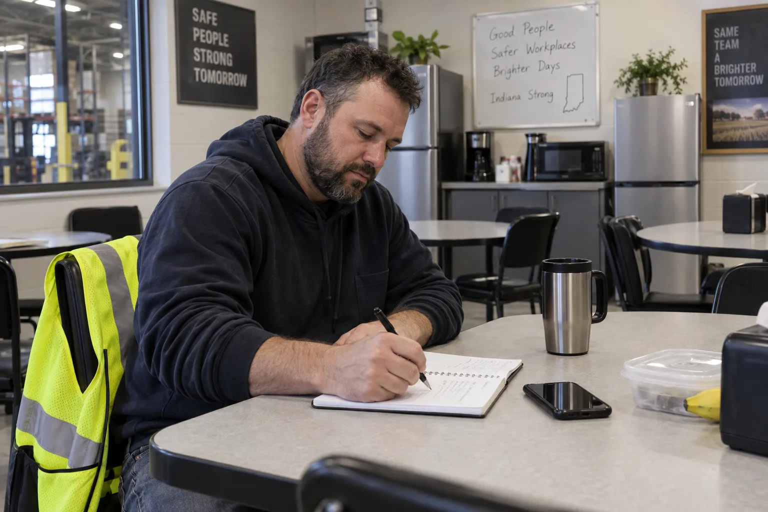 Indiana worker writing questions about a medical-record request