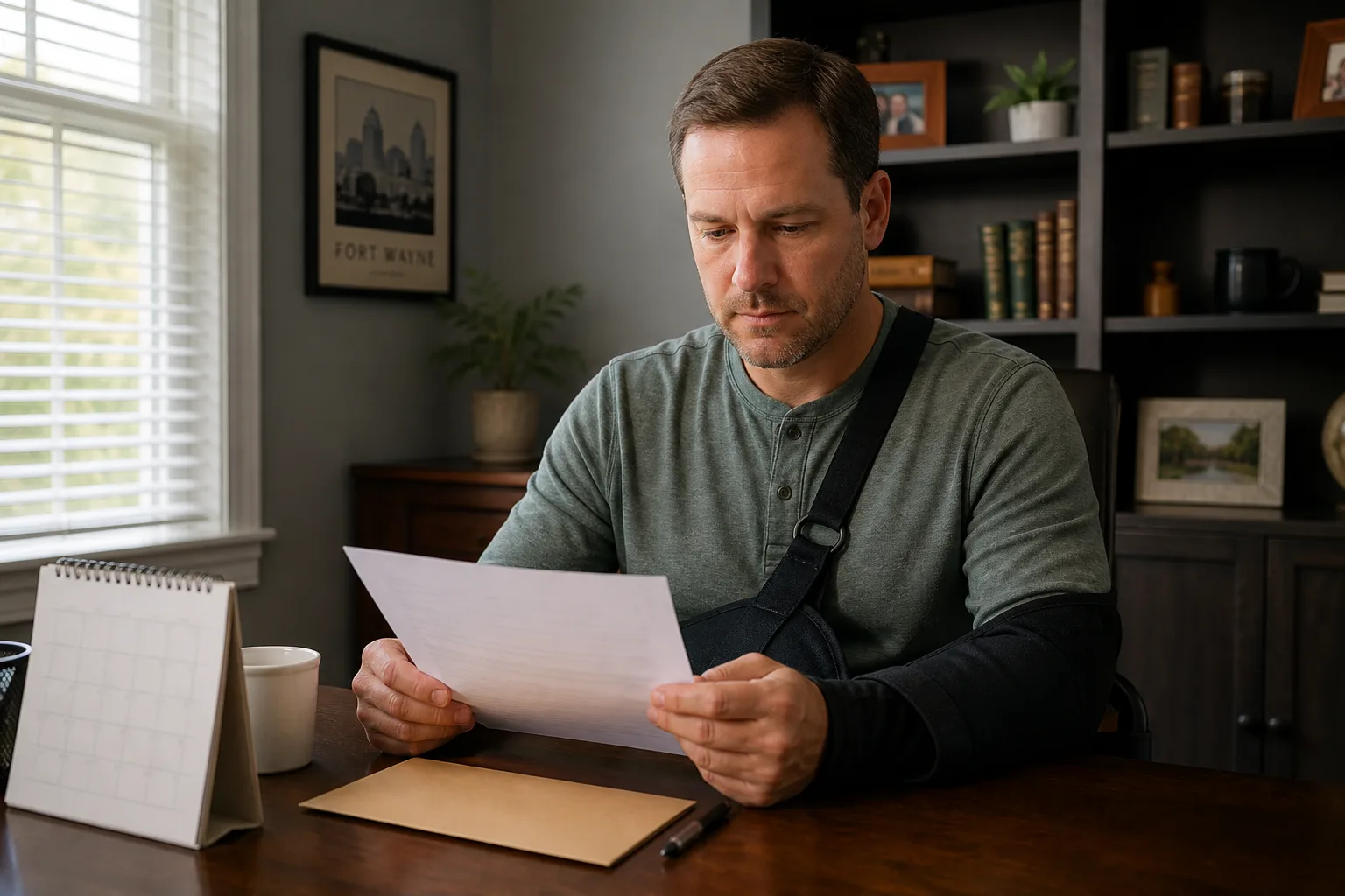 Worker carefully reading PPI paperwork before signing