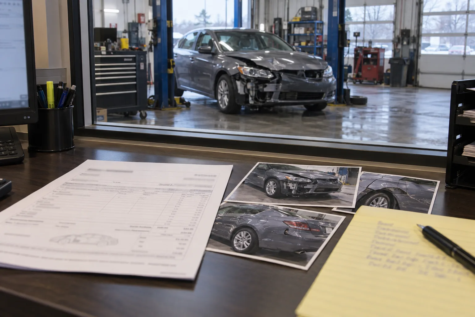 Repair records documenting how long an Indiana vehicle remained in the shop