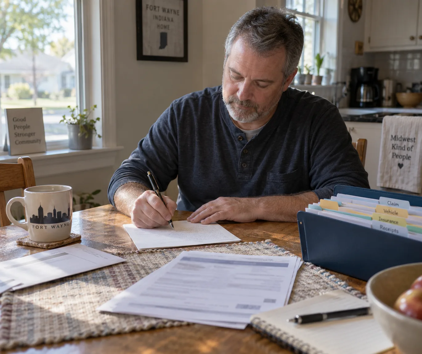 Vehicle owner preparing a written request for deductible reimbursement