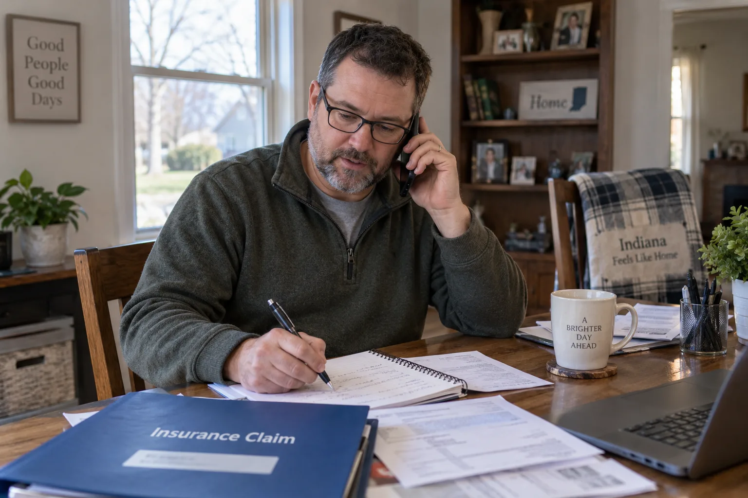 Policyholder documenting a telephone call with an insurance adjuster