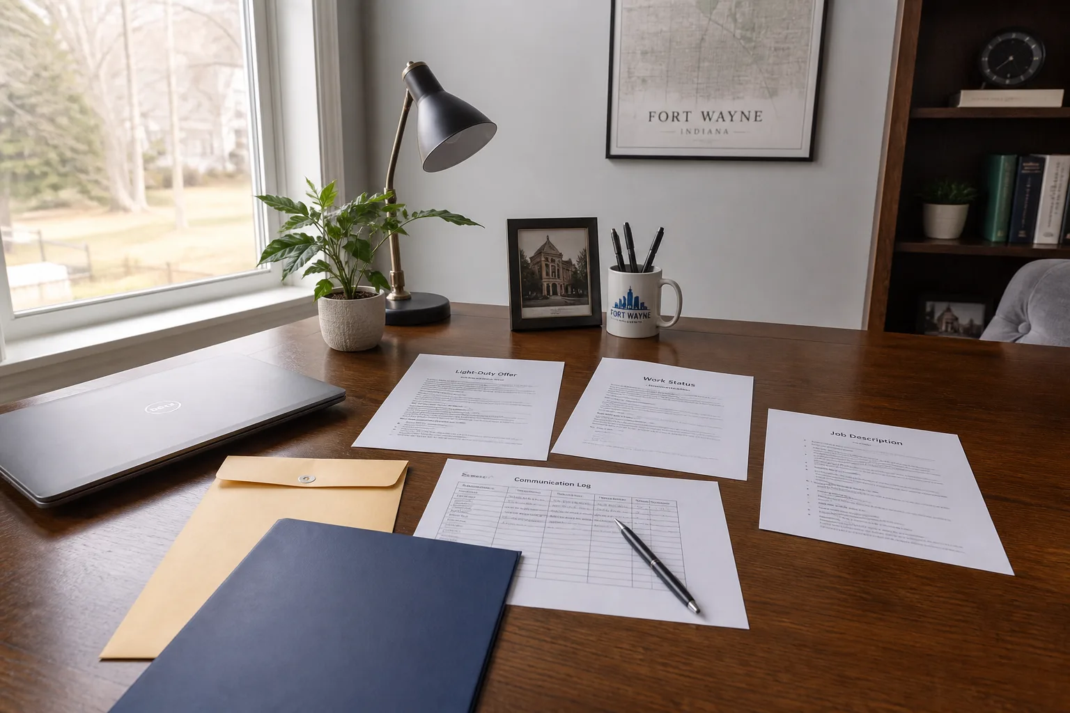 Documents organized to show a light-duty offer, work restrictions, and related communications