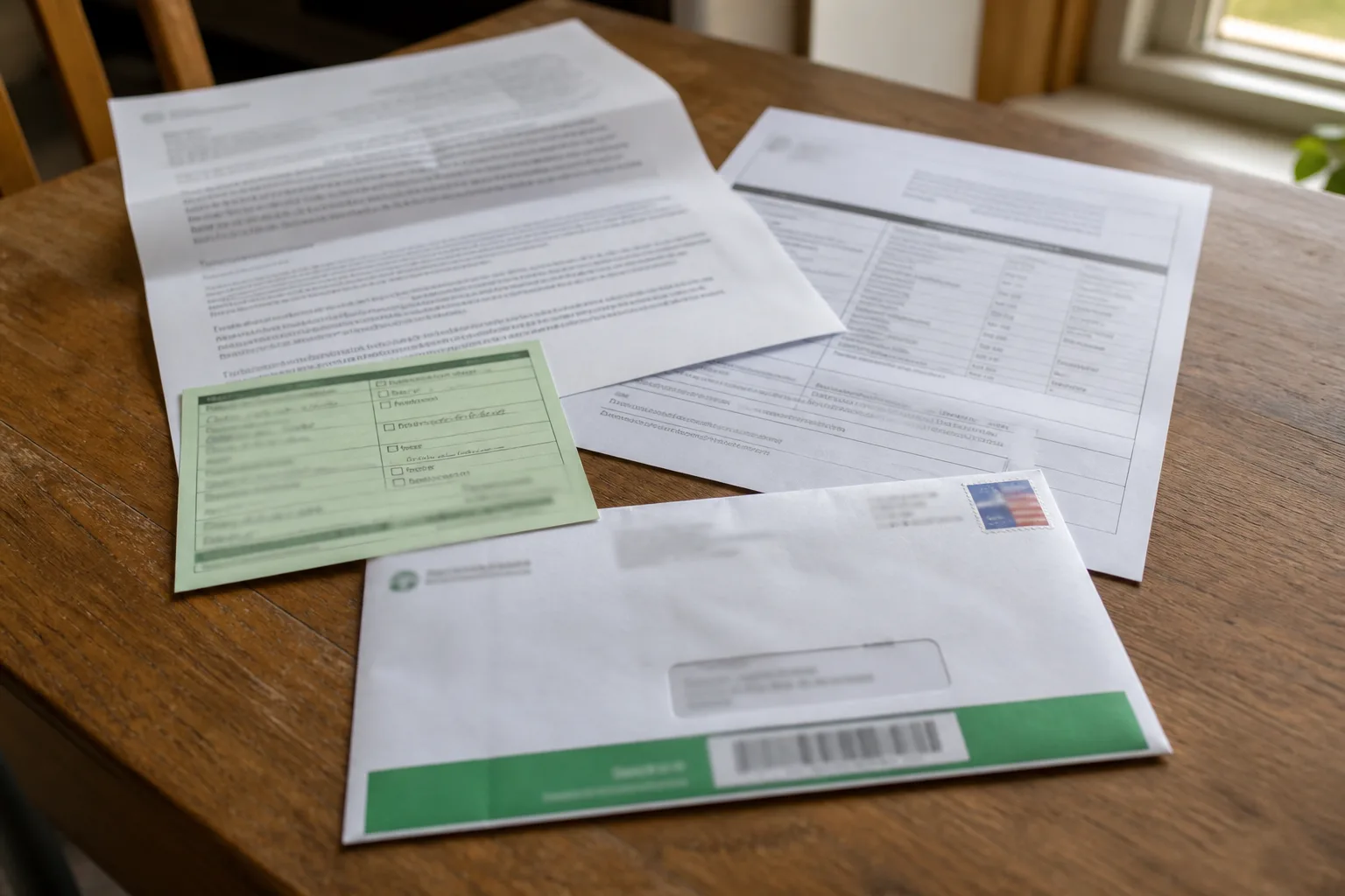 Settlement notice documents with proof of delivery on a desk