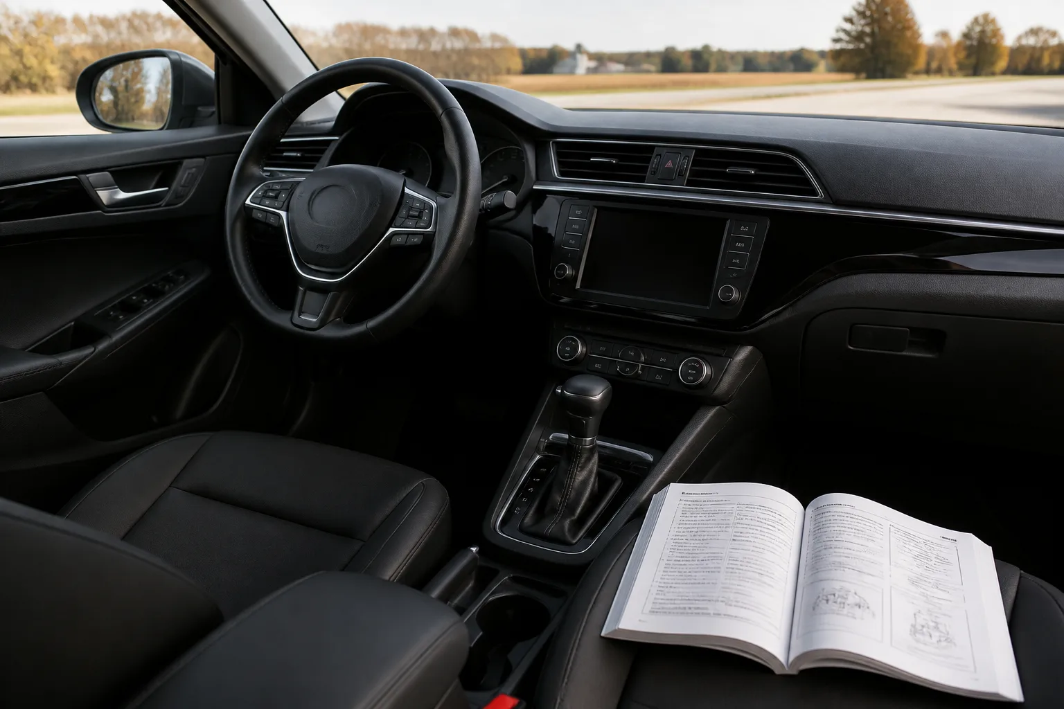 Interior of a passenger vehicle that may contain an event data recorder function