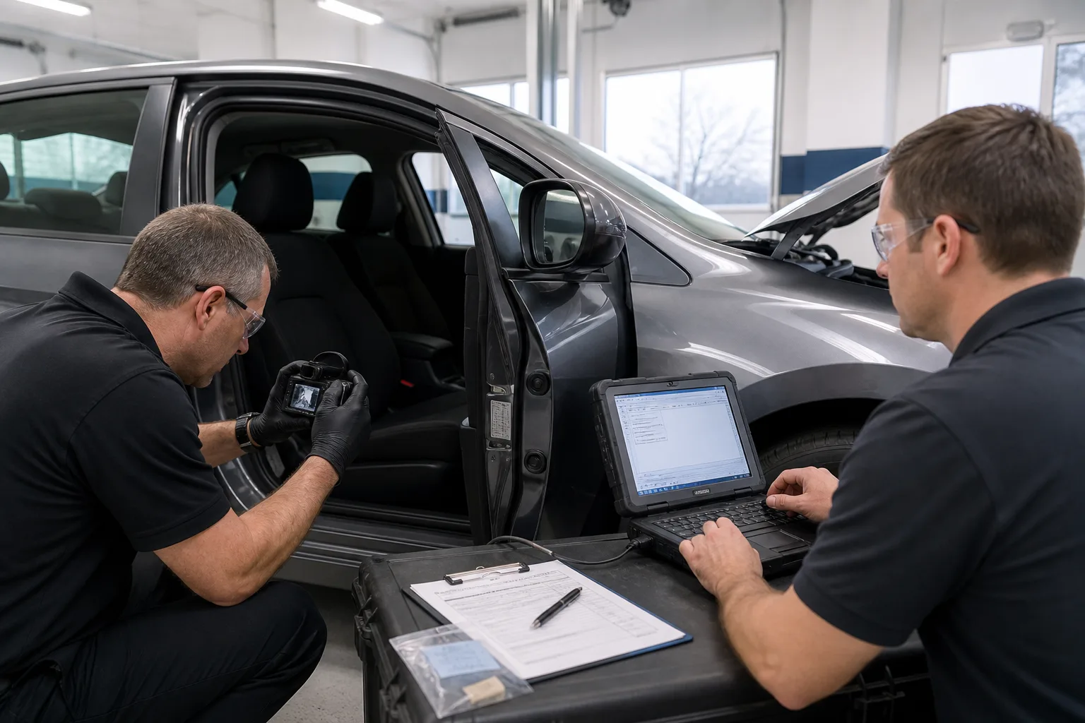 Passenger car kept unchanged in secure storage while inspection arrangements are made