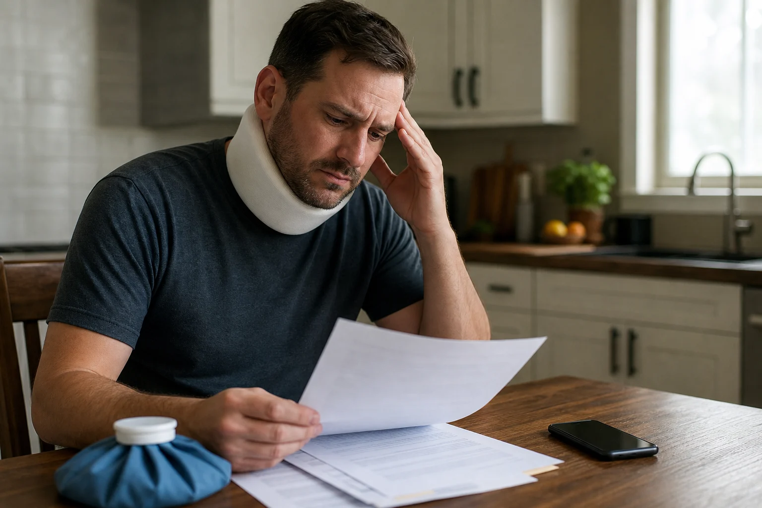 Driver experiencing possible concussion symptoms after a Fort Wayne car accident.
