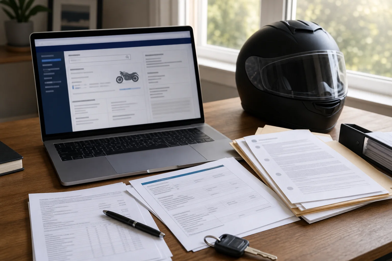 Motorcycle VIN, recall notice, and repair completion documents arranged for comparison