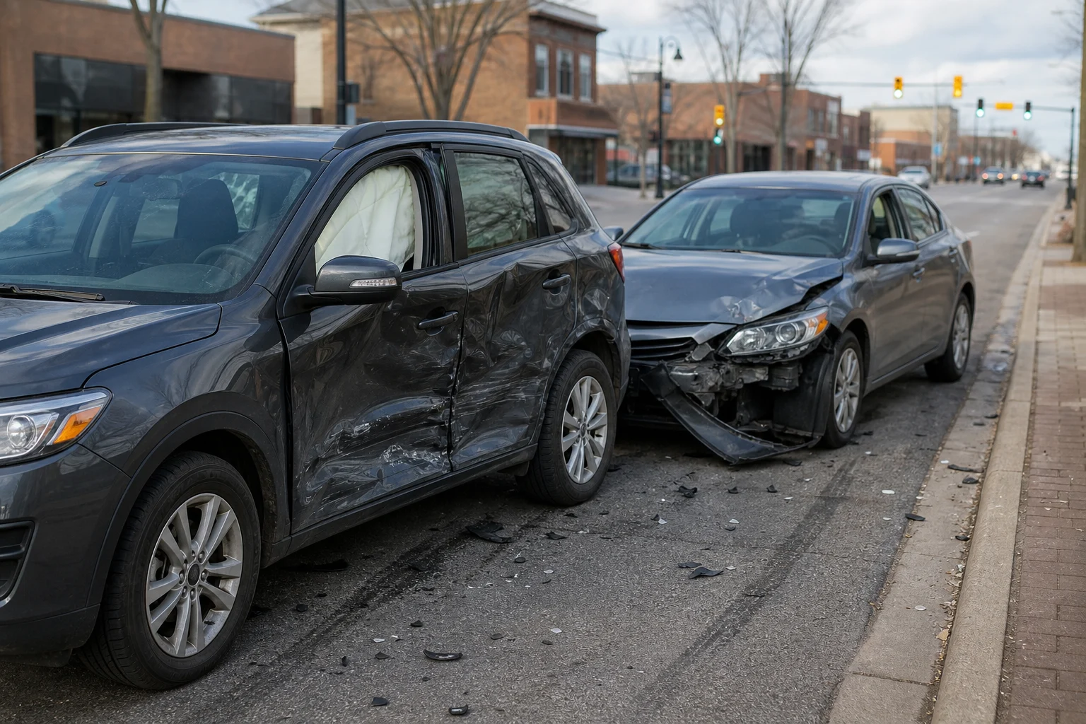 Vehicles pulled over after a Fort Wayne crash while evidence is still fresh.