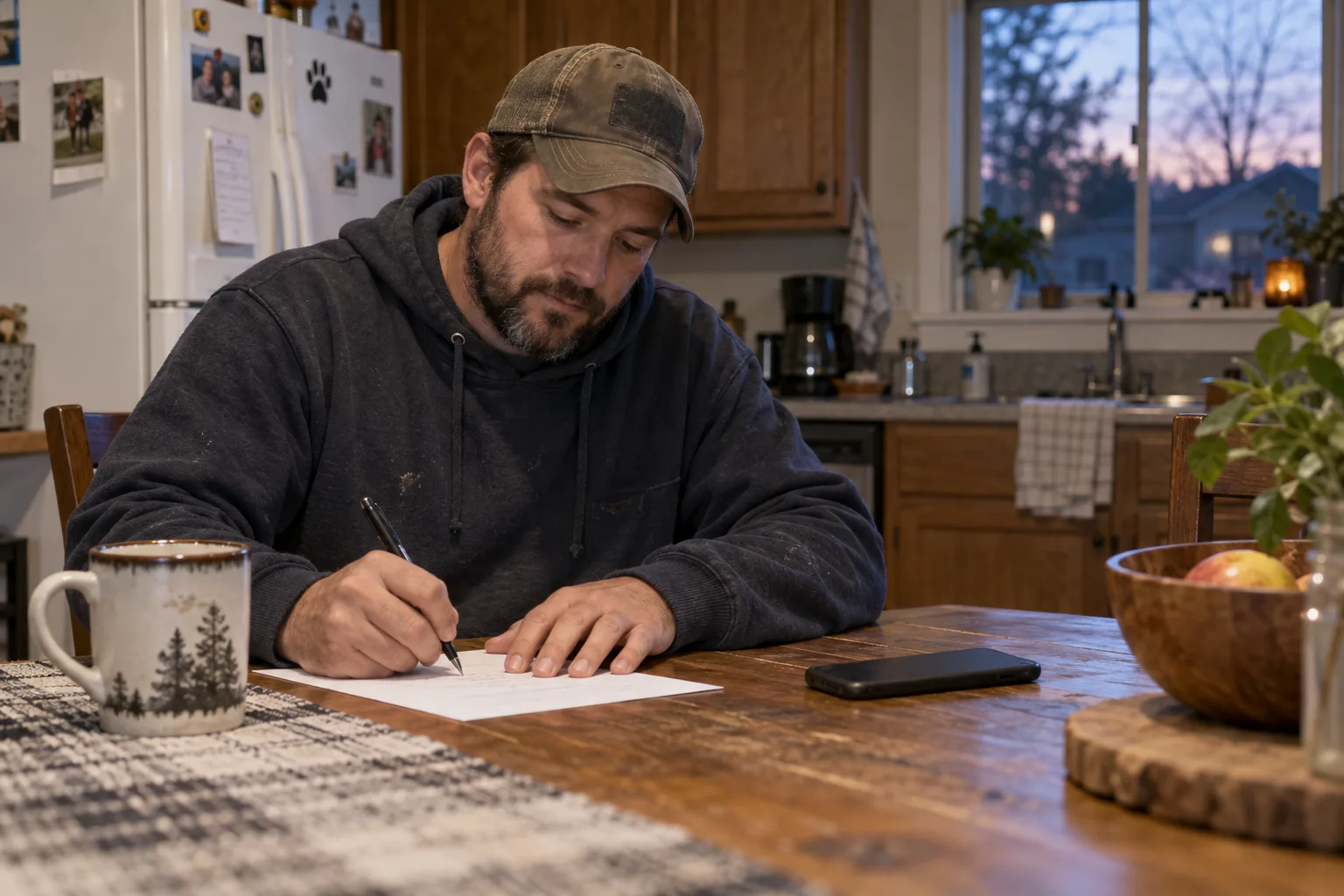 Worker writing a dated note about an unusual observation