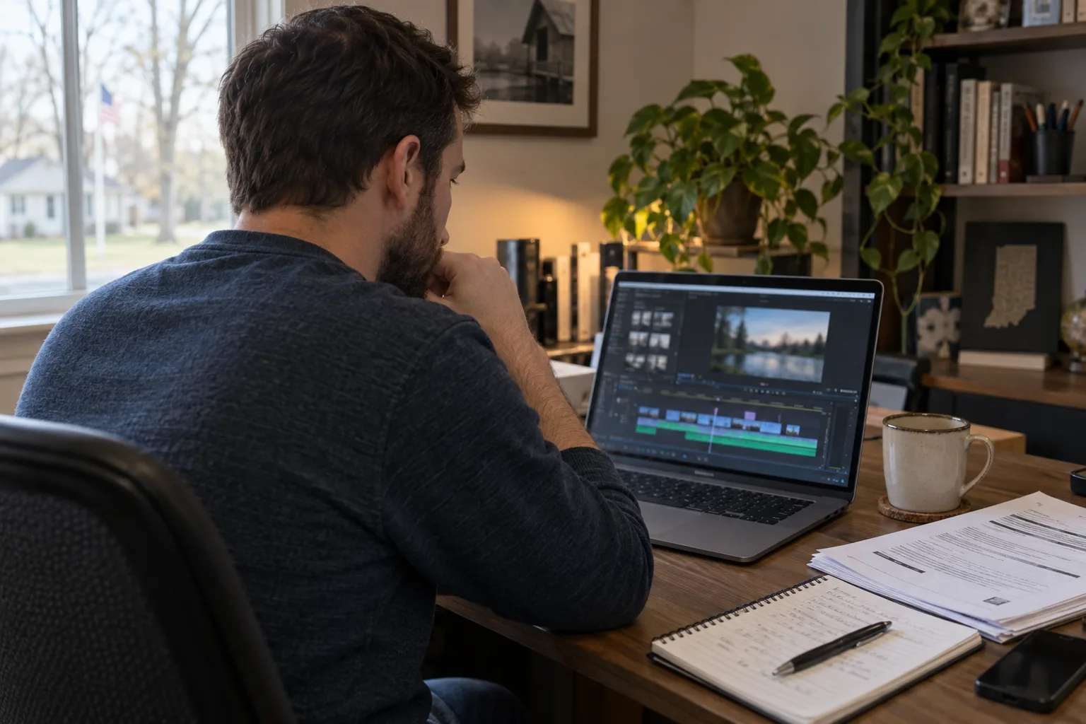 Worker comparing a video timeline with written work restrictions