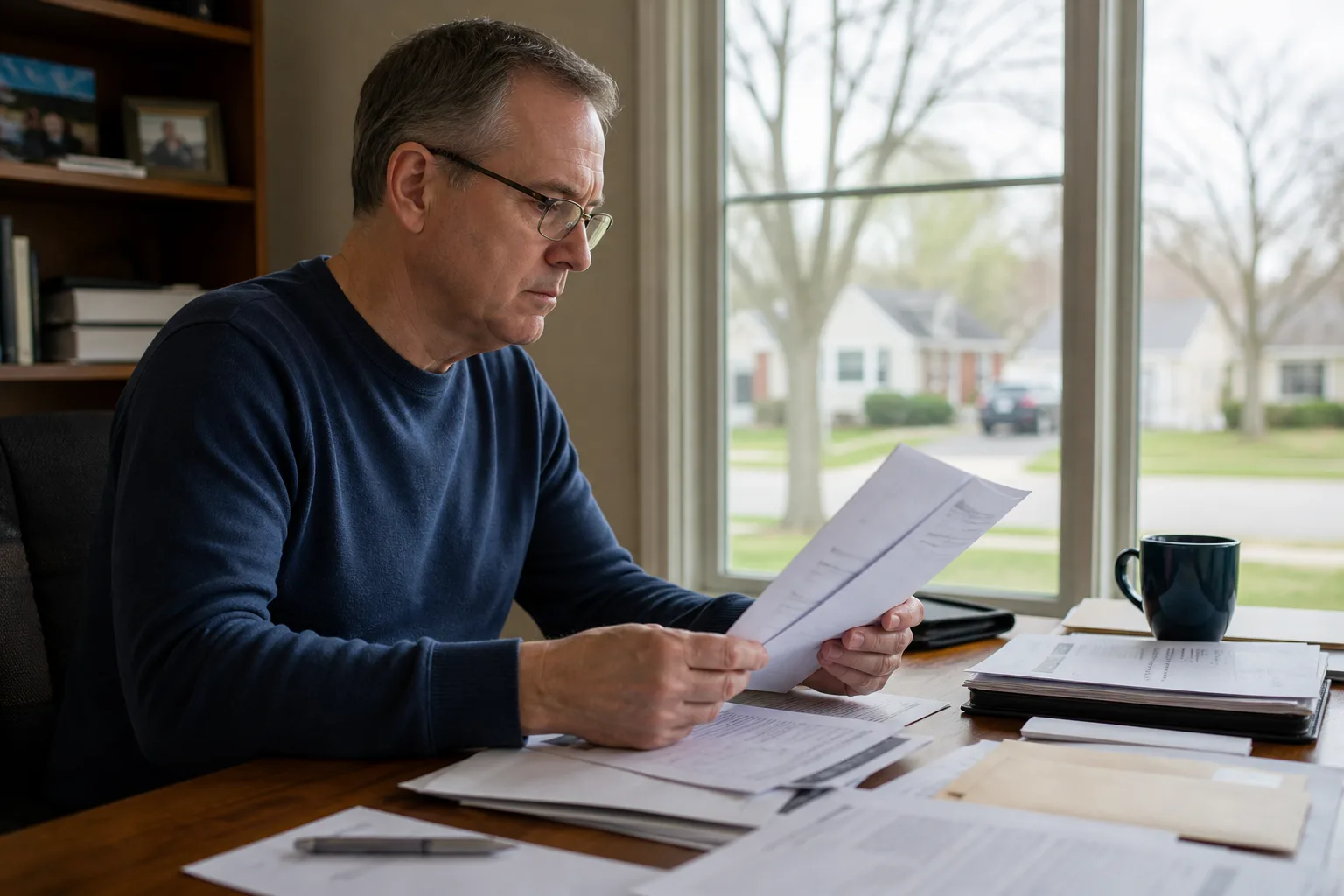 Indiana resident reviewing an auto policy and claim correspondence