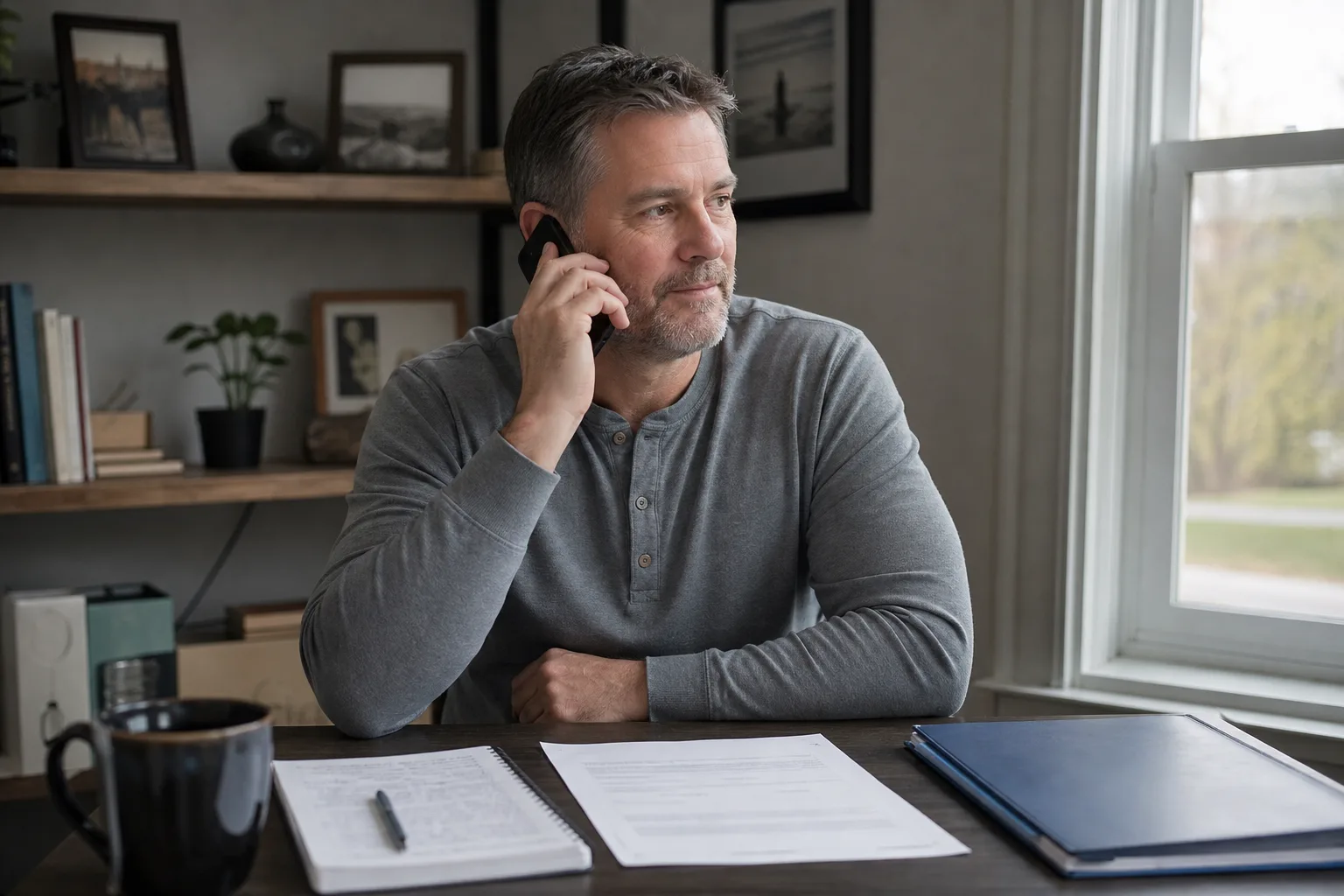 Fort Wayne resident discussing an insurance claim by phone