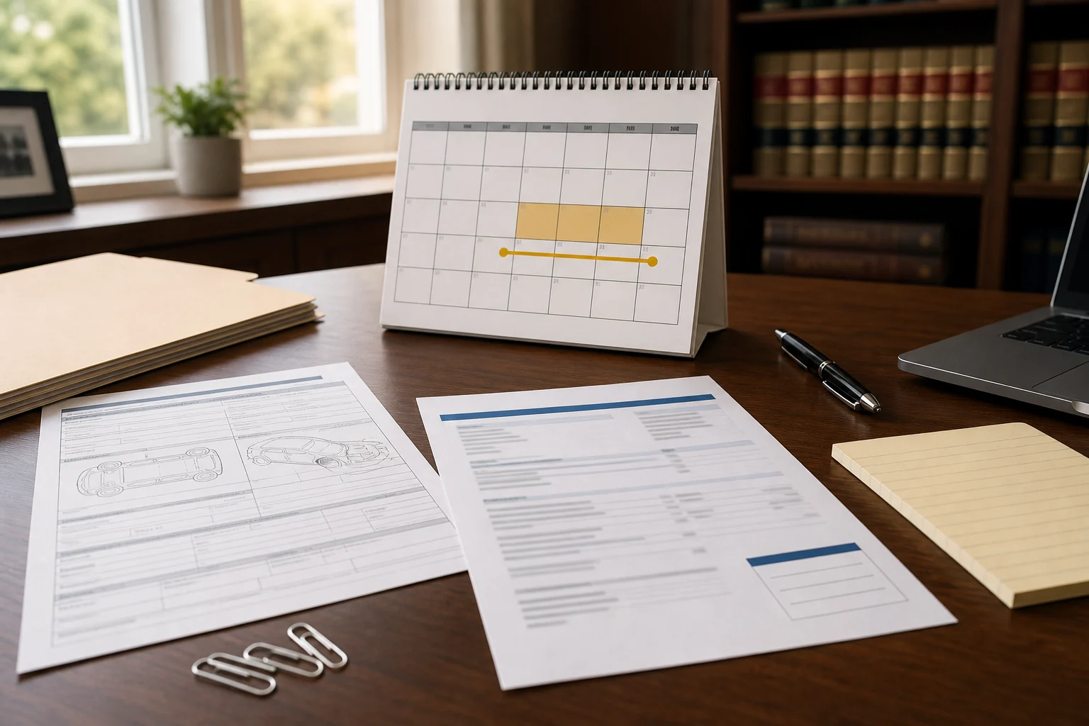 Fort Wayne personal injury case file with insurance coverage, medical appointment, and crash report documents organized for review