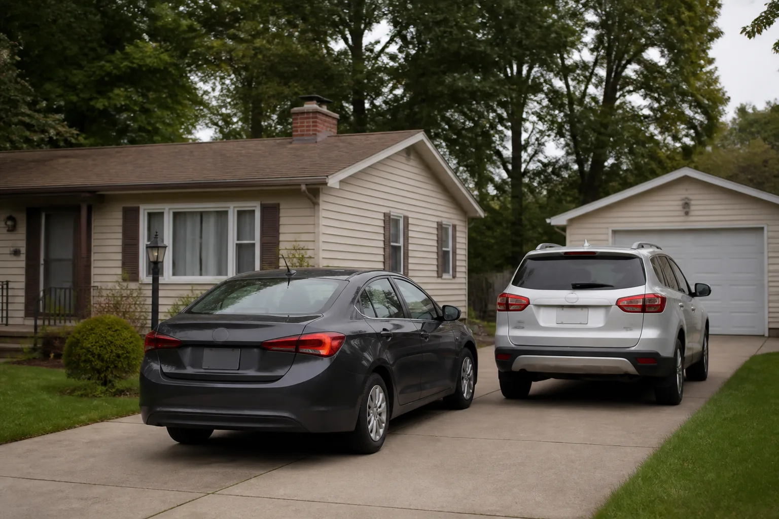 Two vehicles parked outside a northeast Indiana home