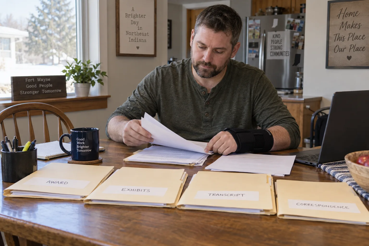 Worker arranging appeal records into labeled folders