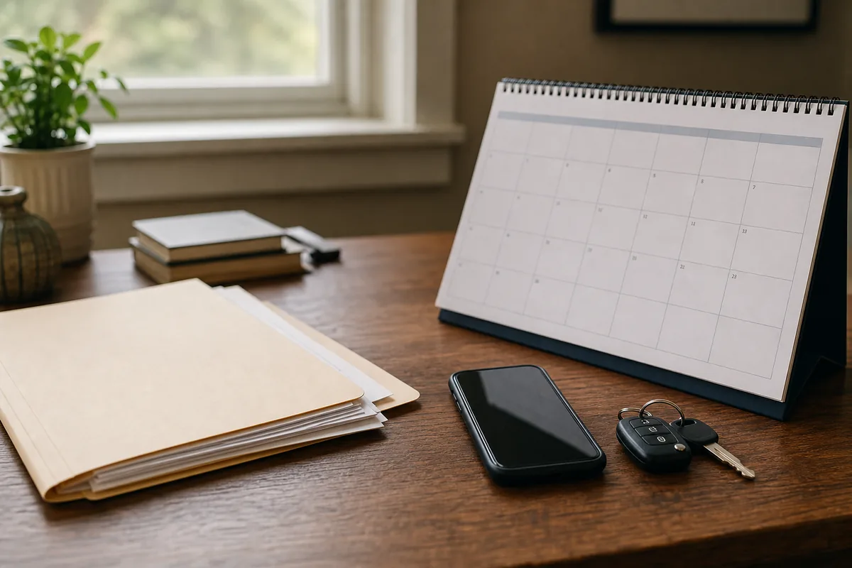 Calendar and claim documents after a Fort Wayne accident