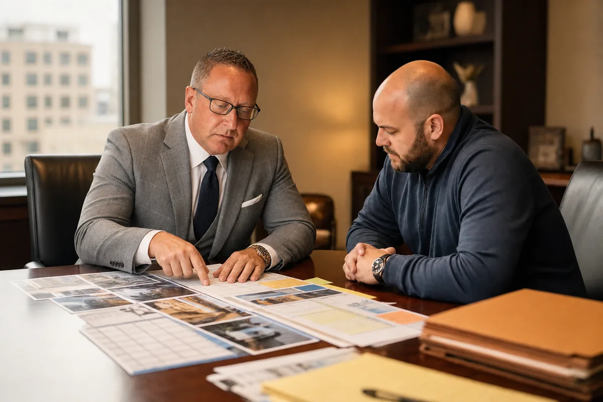 Fort Wayne attorney and client reviewing accident timeline and medical treatment records
