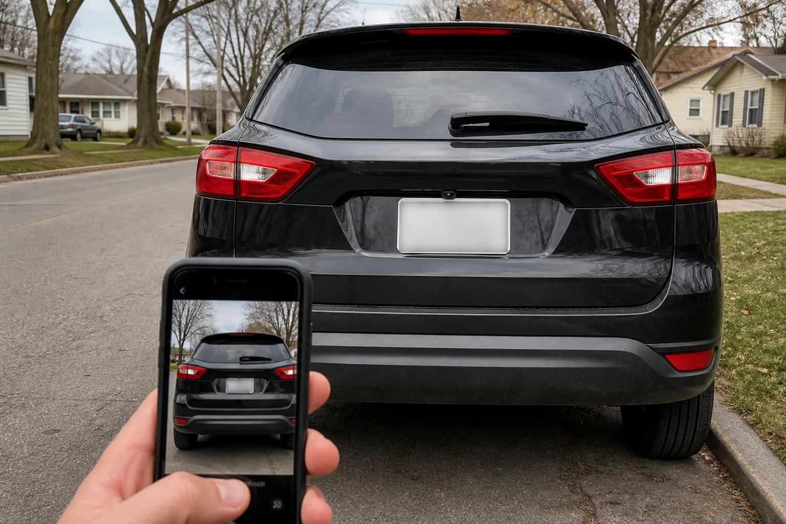 Photographing a test-drive vehicle to preserve identifying details