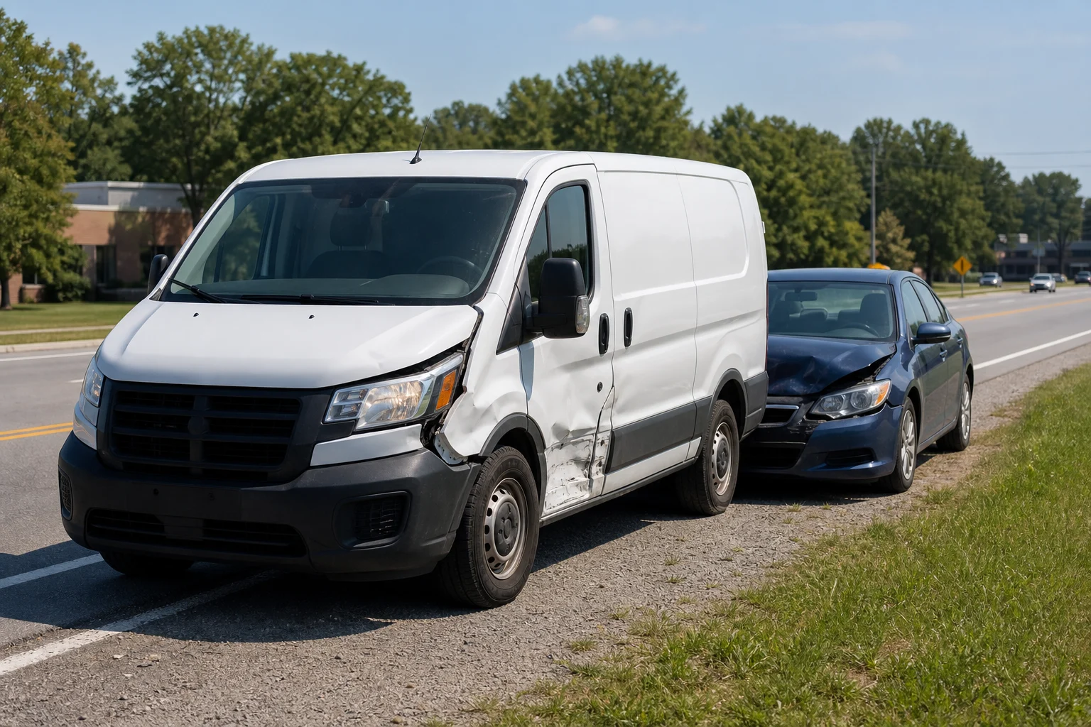 Work vehicle crash in Indiana involving a company vehicle and passenger car.