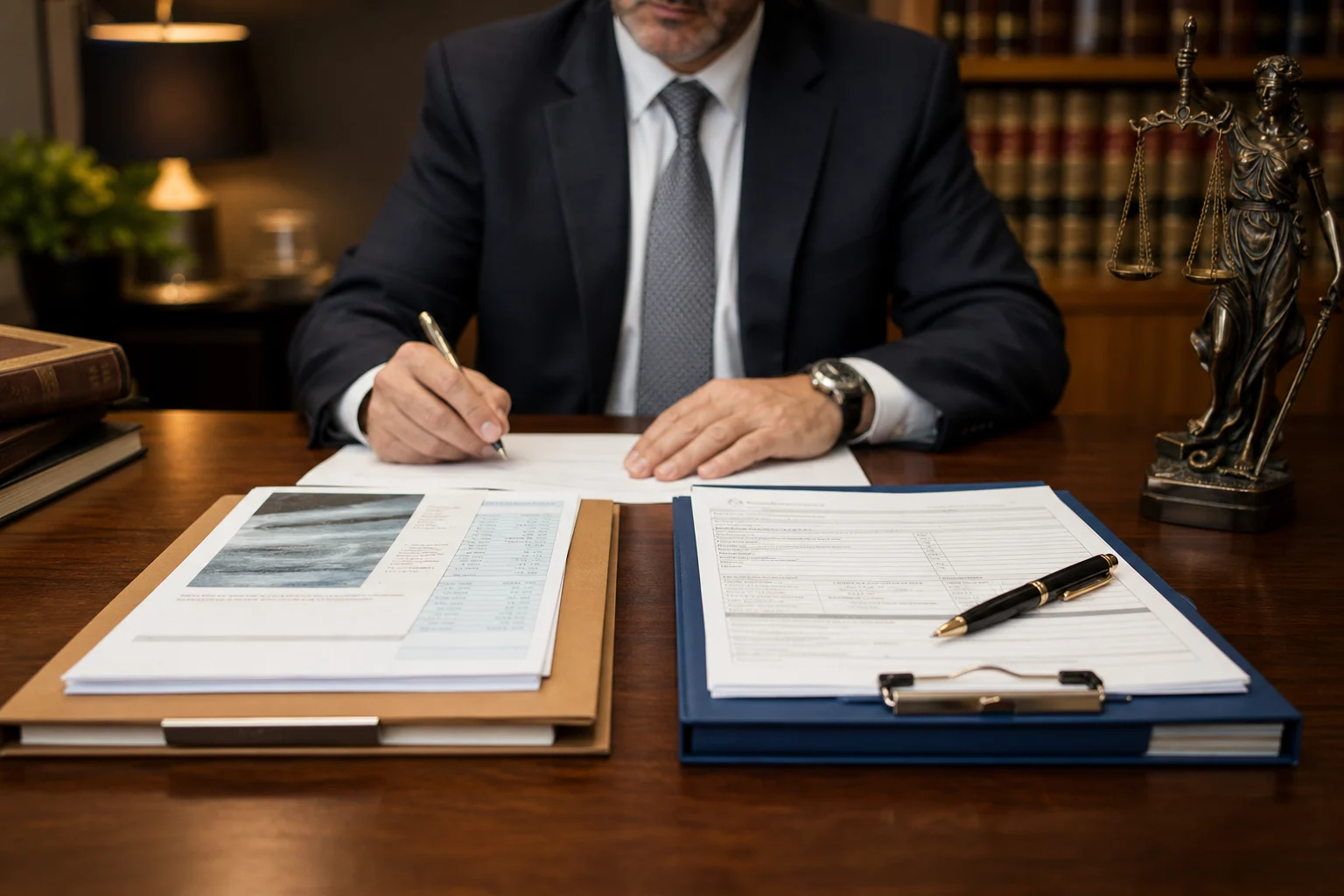 Two claim files showing workers’ compensation and personal injury after a work vehicle crash.