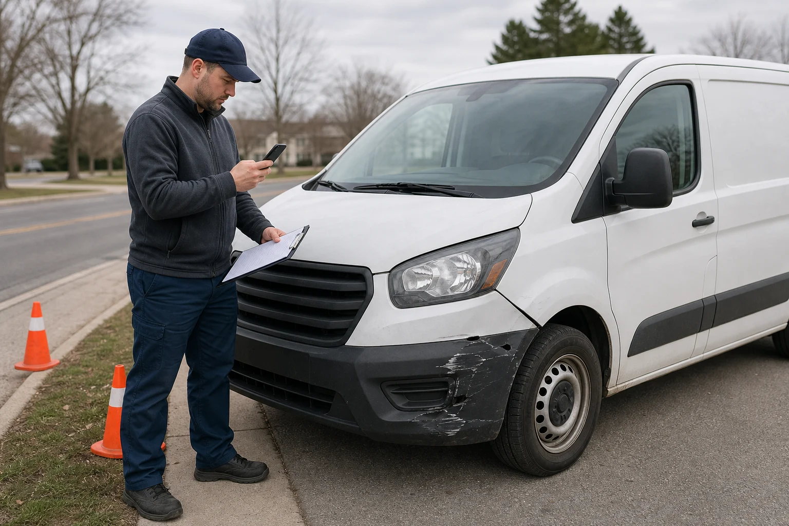 Delivery driver documenting an Indiana work-related vehicle crash.