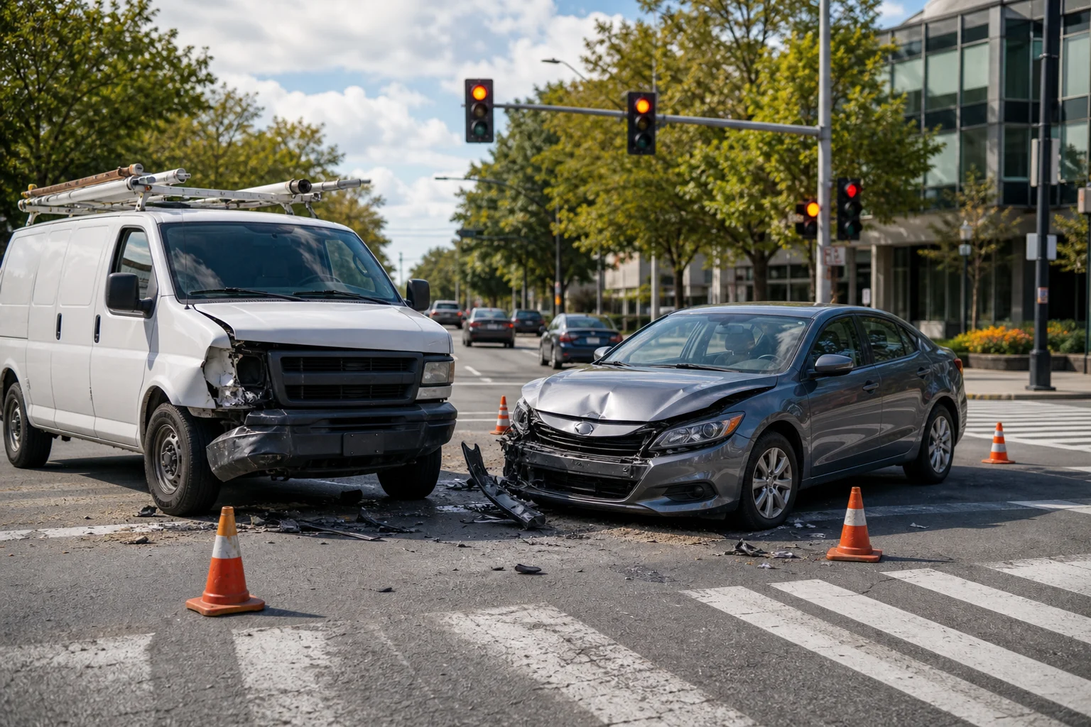 Third-party driver causing a work vehicle crash in Indiana.