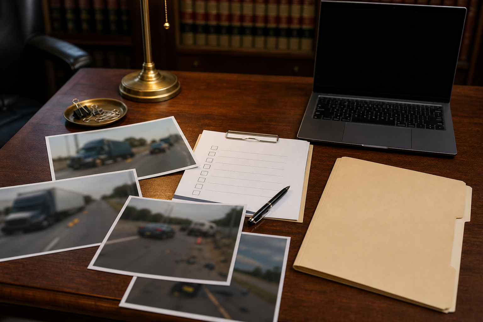 Truck accident cargo securement evidence file prepared in an Indiana law office