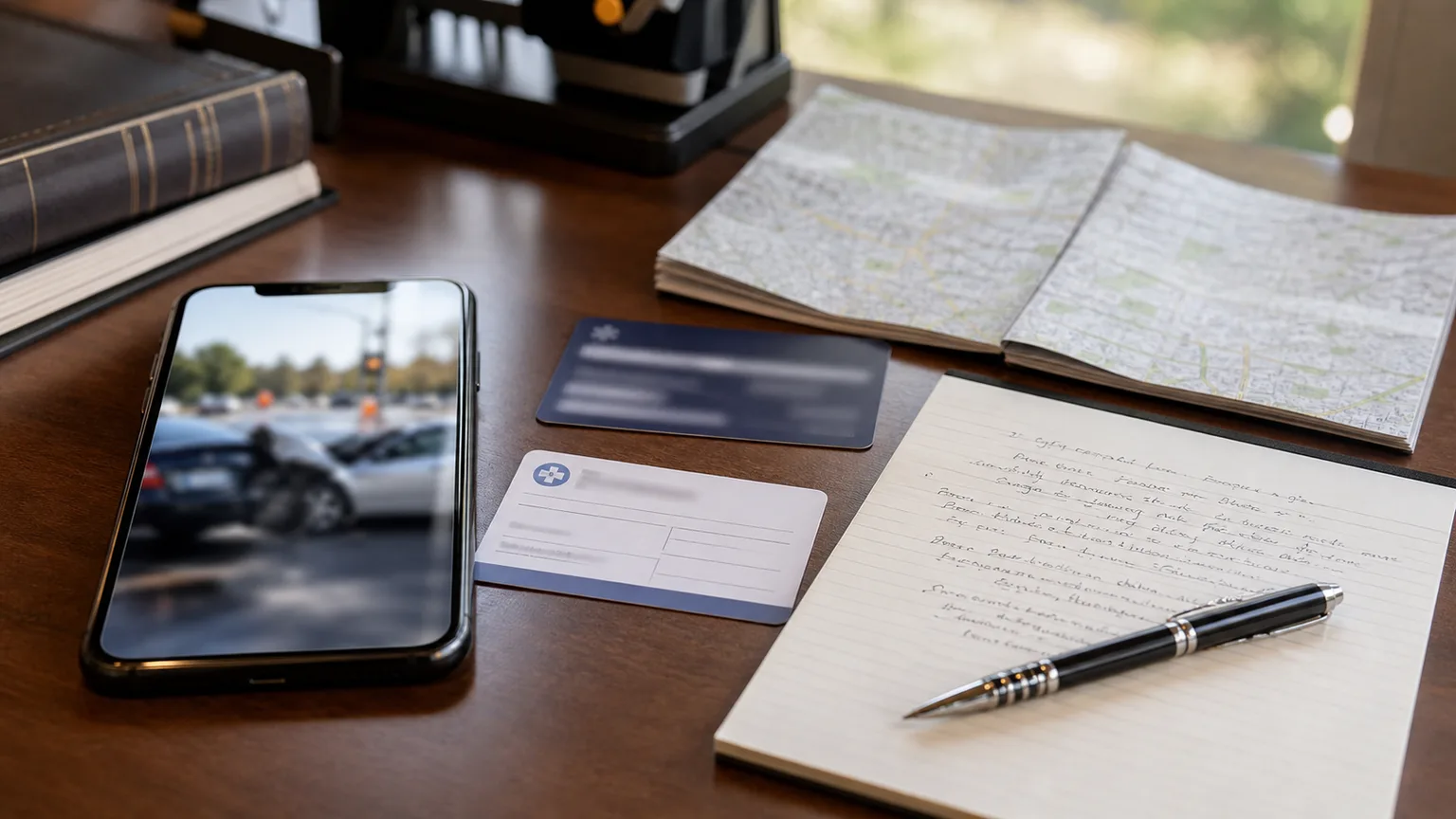 Indiana accident evidence checklist with phone photos insurance card and crash notes