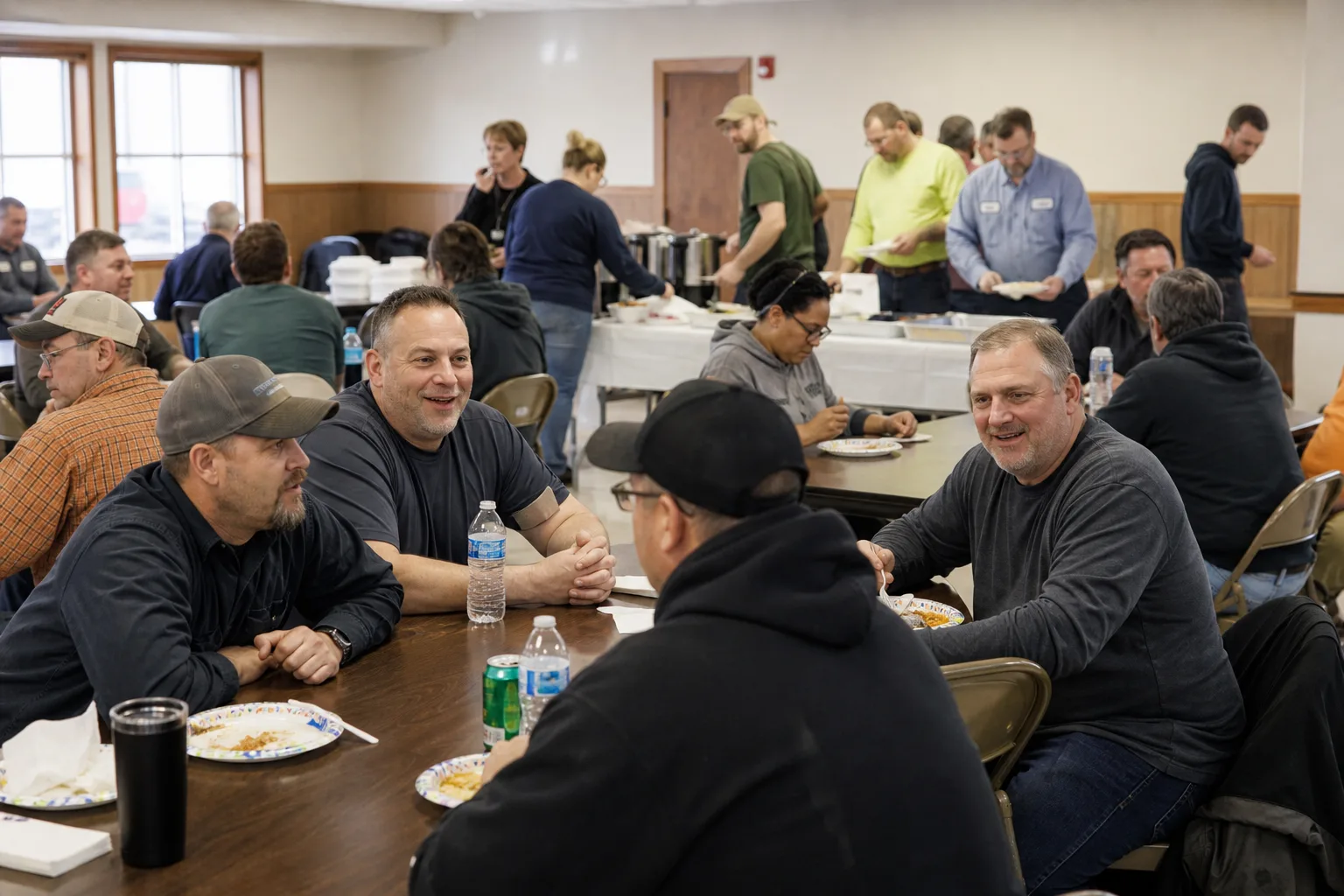 Employees attending a company appreciation luncheon in Indiana