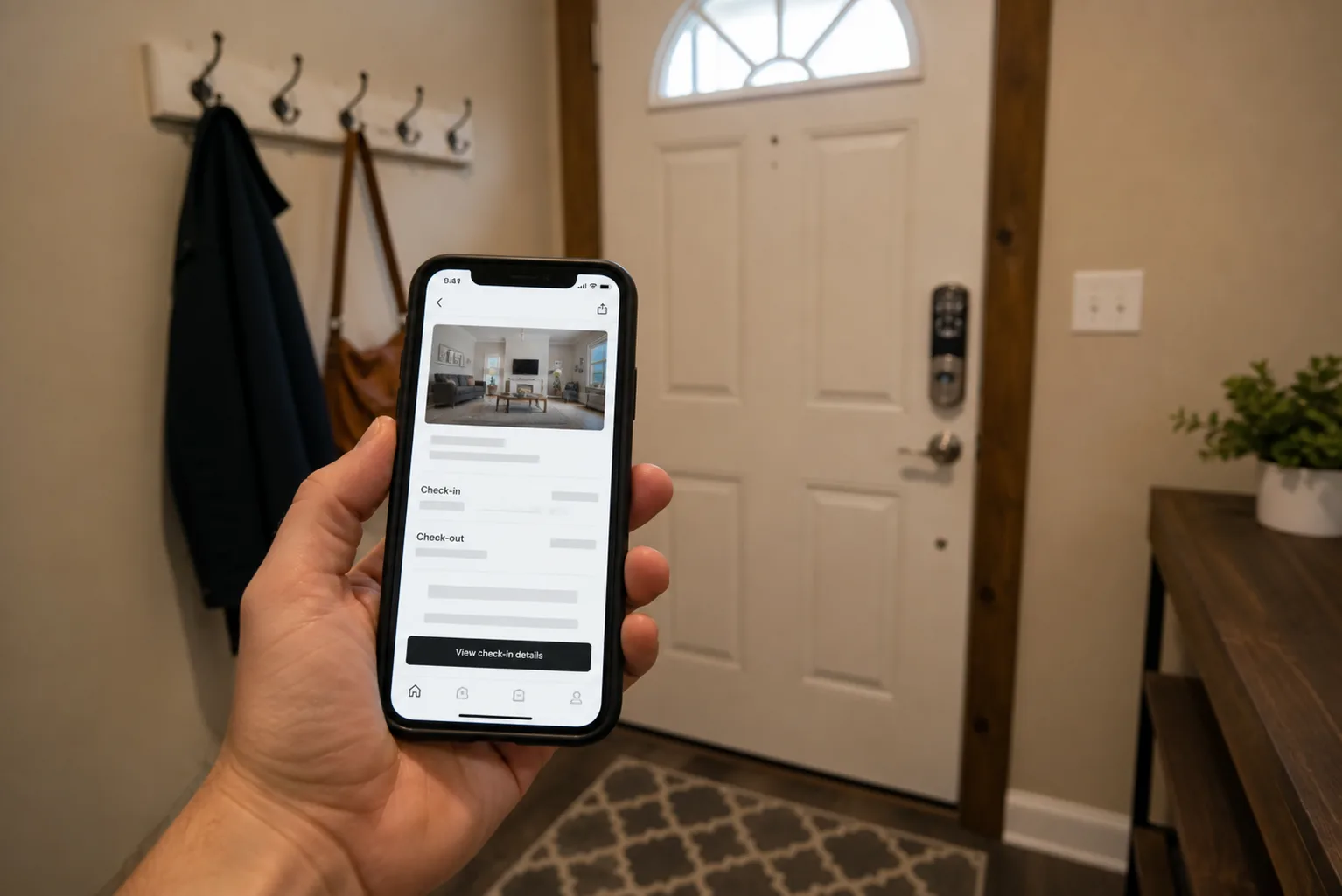 Guest preserving a short-term-rental reservation on a smartphone