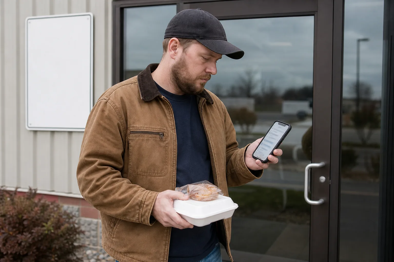 Worker reviewing meal-break information after an injury
