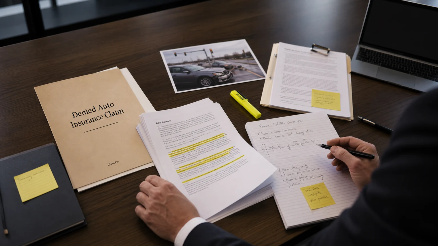 Attorney review checklist for an Indiana car accident insurance denial