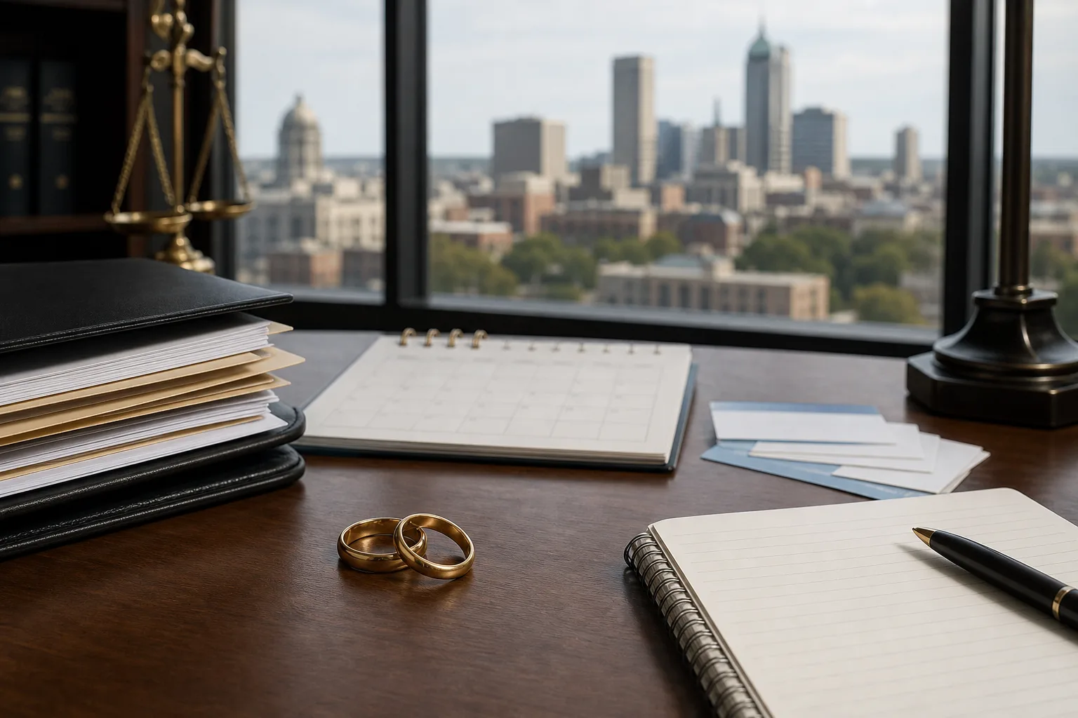 Wedding rings, calendar, and household records prepared for an Indiana consortium claim