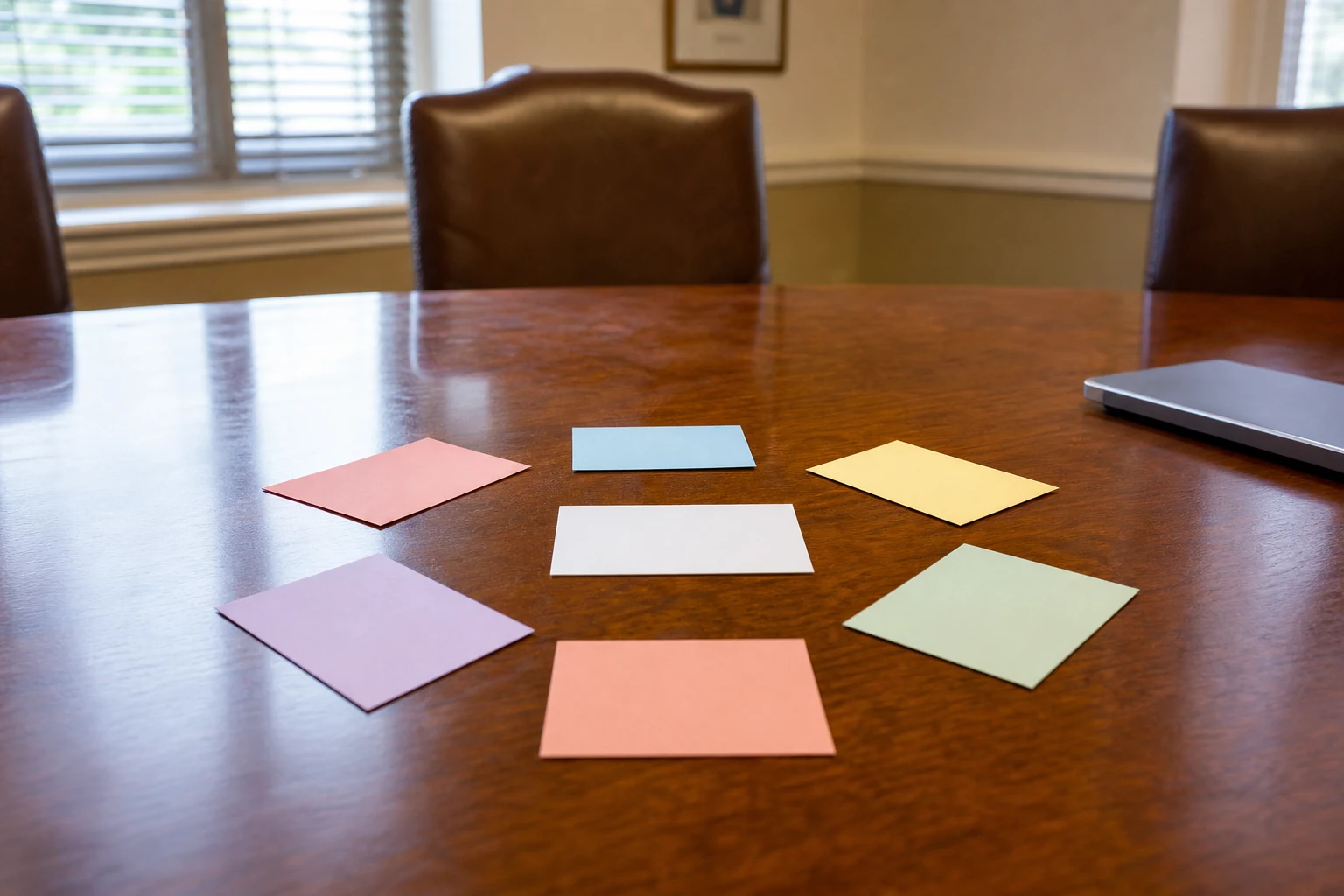 Law office table with colored cards representing different medical lien claims