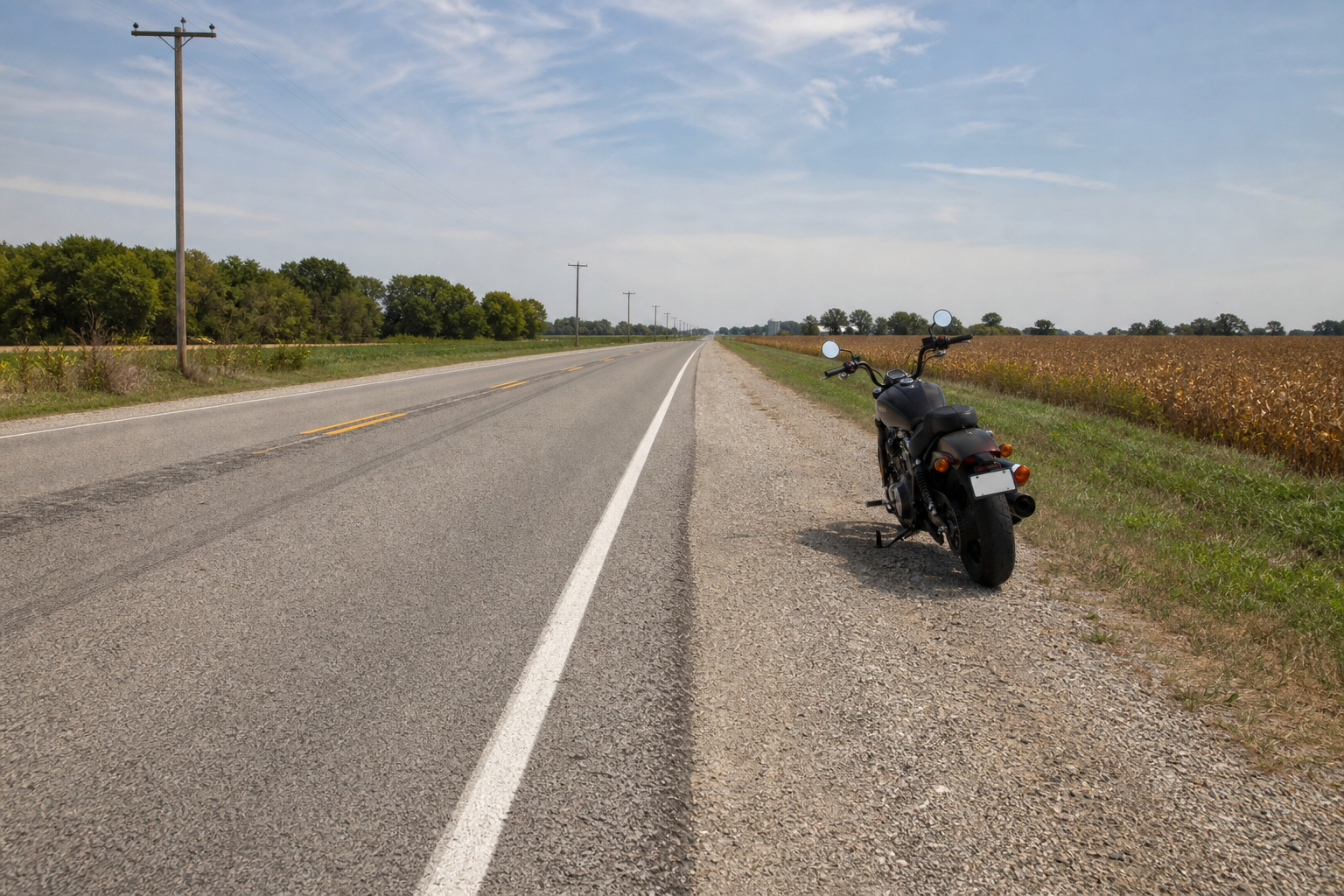 Roadway evidence from a motorcycle crash scene in Indiana
