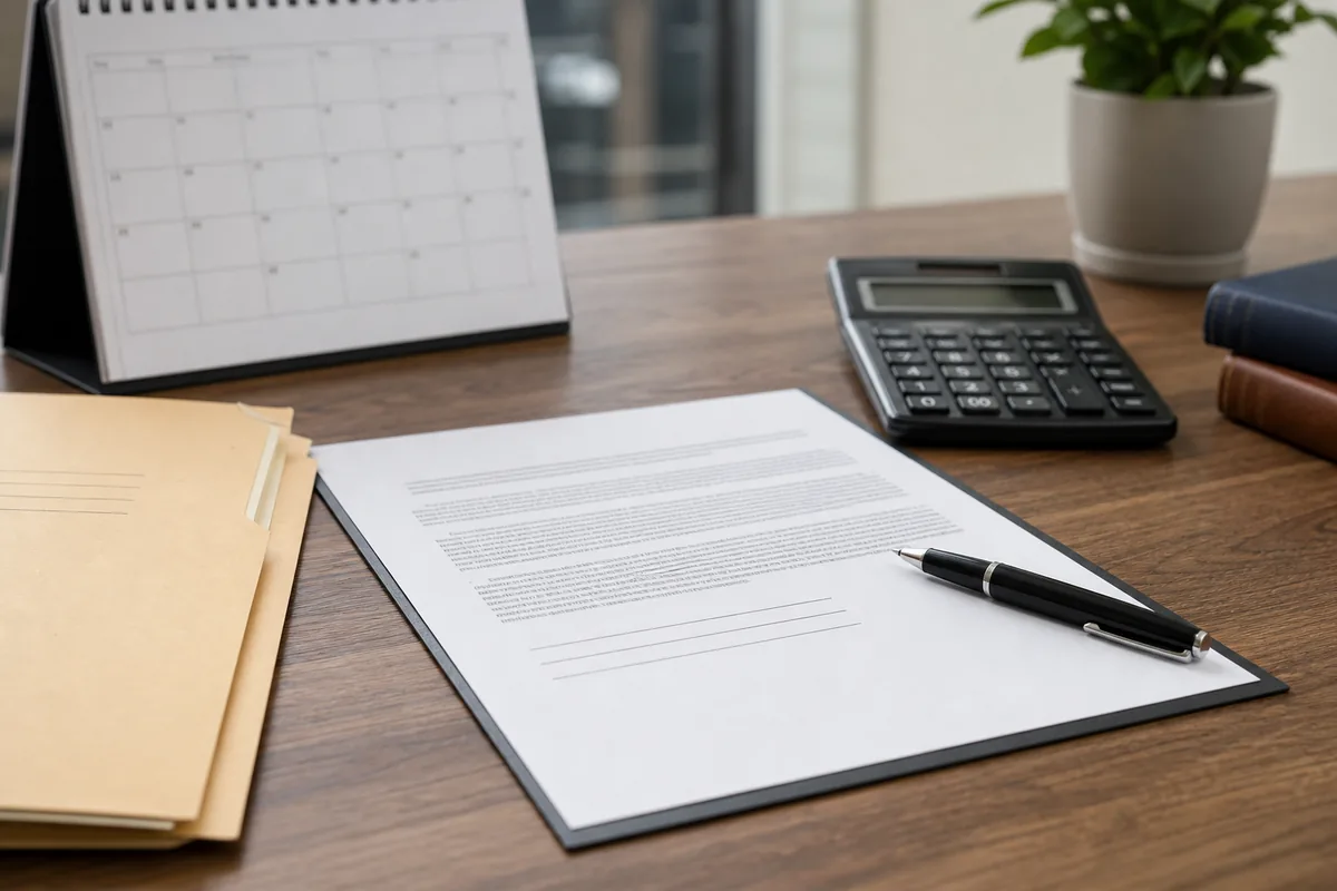 Settlement release, calendar, lien folder, and calculator before signing a car accident settlement