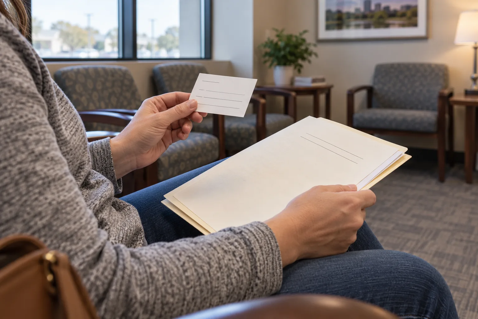 School employee holding medical appointment and work-restriction documents