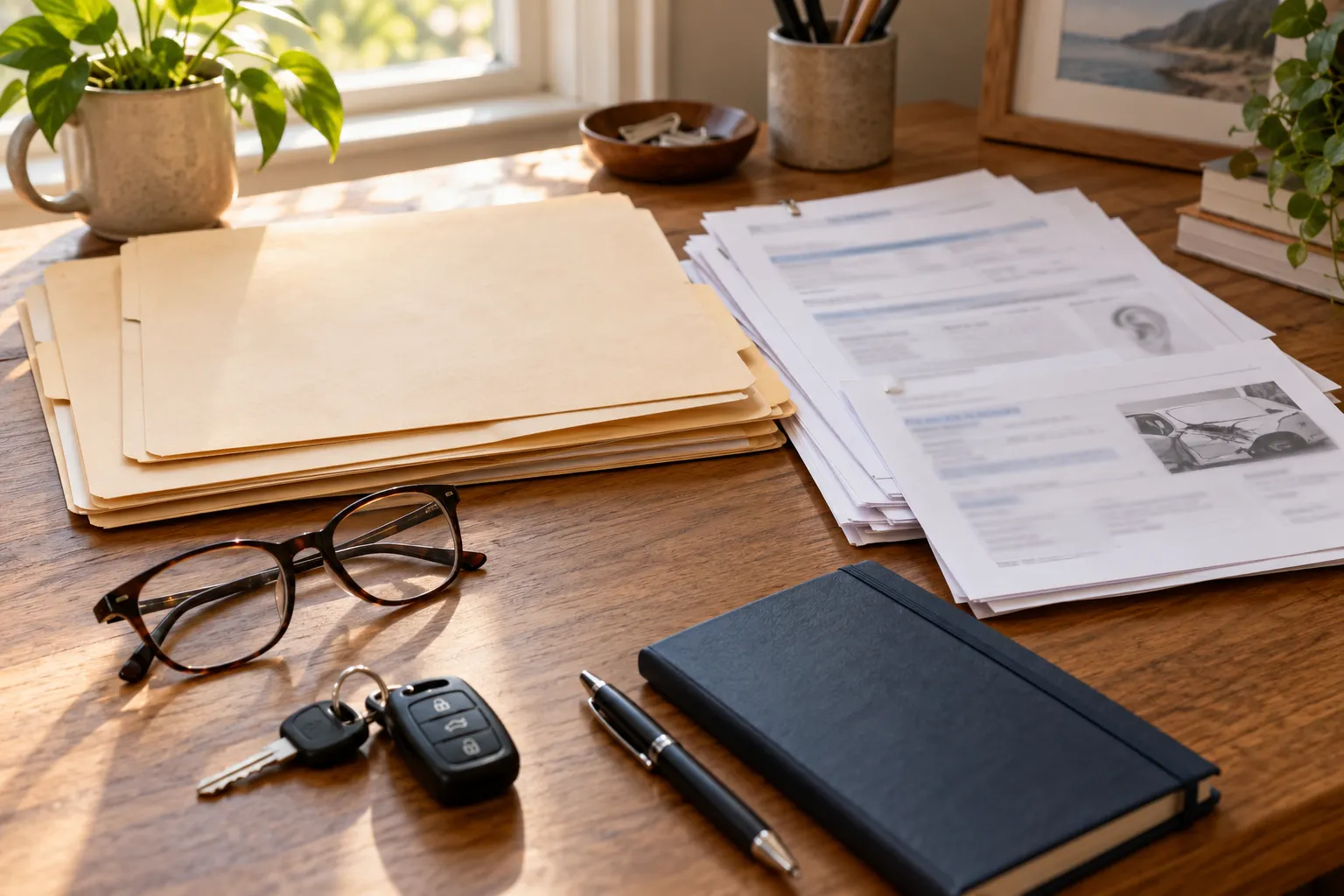 Illustration of folders and appointment records organized on a desk