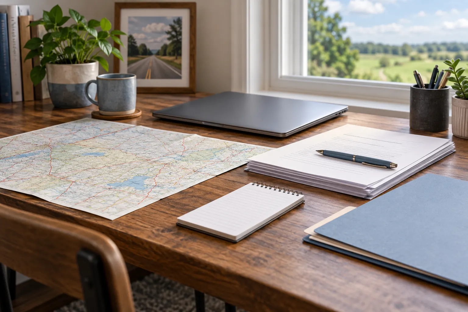 Road maps and documents organized for a focused records request