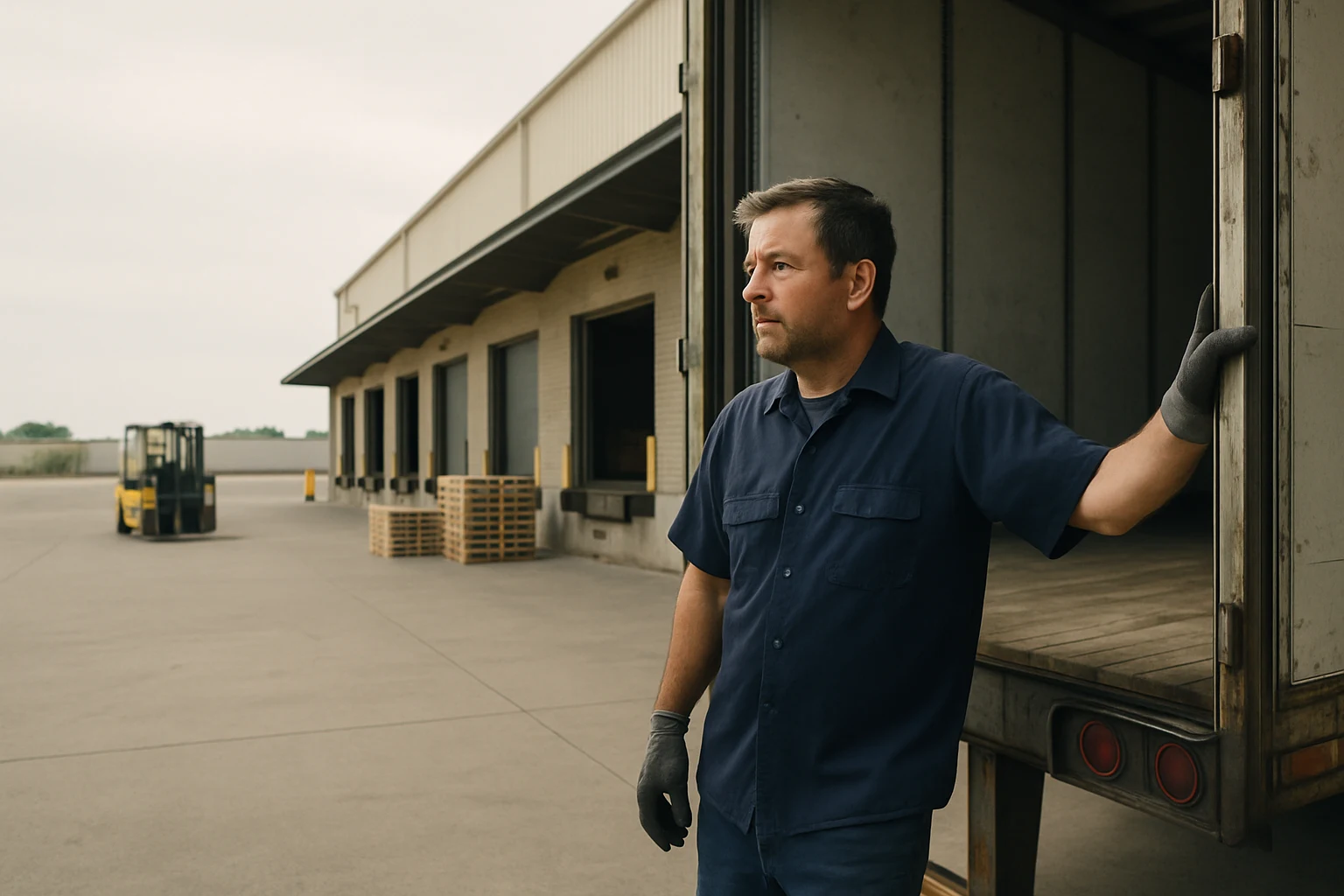 Fort Wayne warehouse loading dock under overcast morning light where injured workers consider their next steps