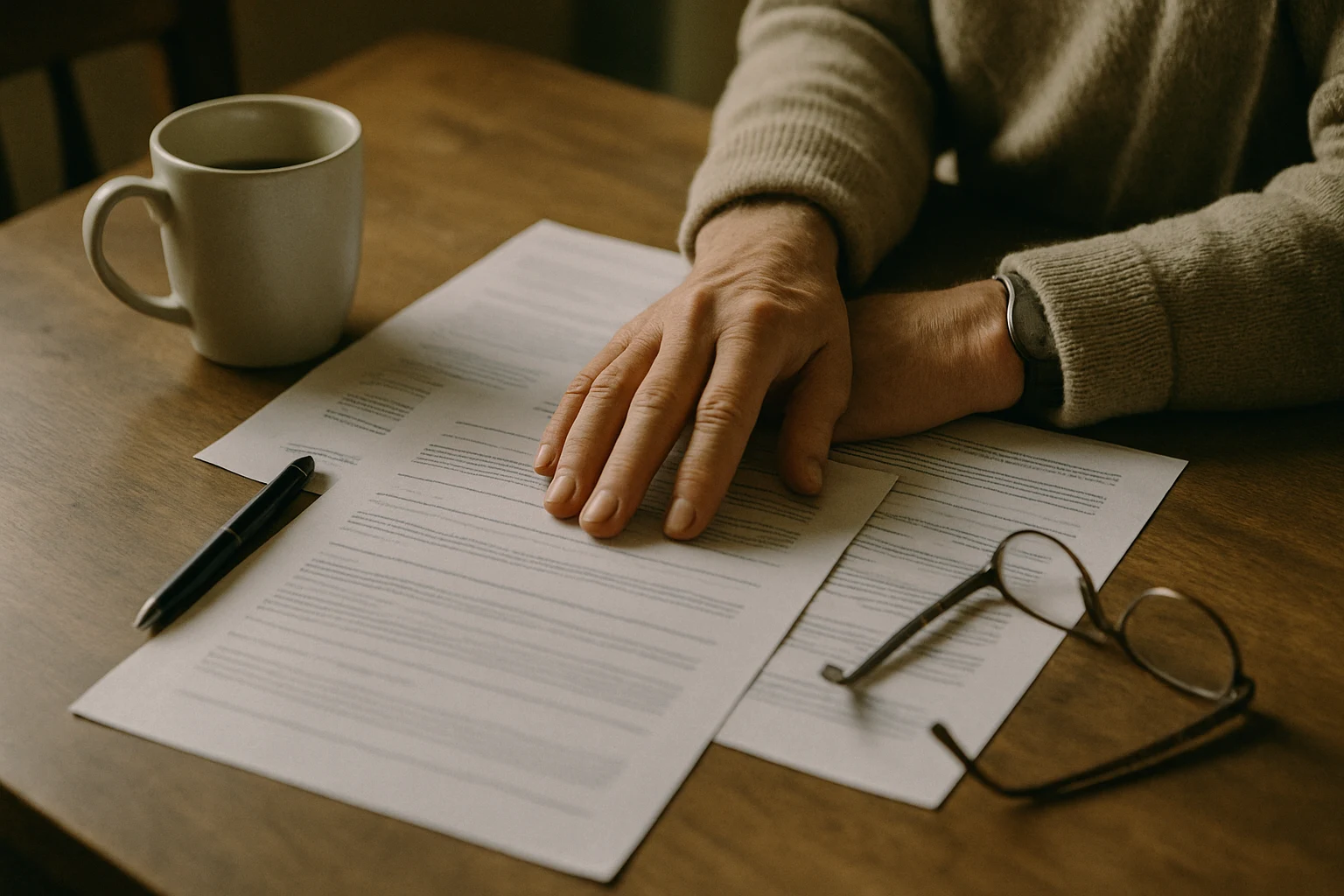 Estate and probate paperwork on a Fort Wayne kitchen table after a fatal car crash