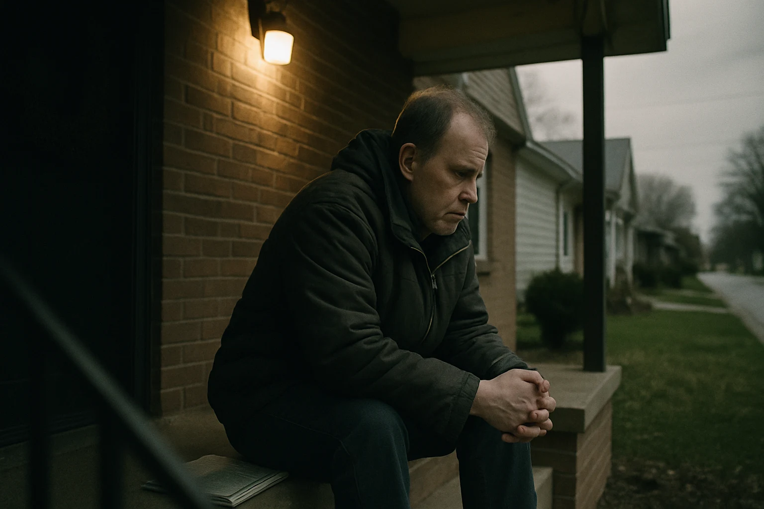 A Fort Wayne family member sitting on a front porch in the days after the loss of a loved one in a crash