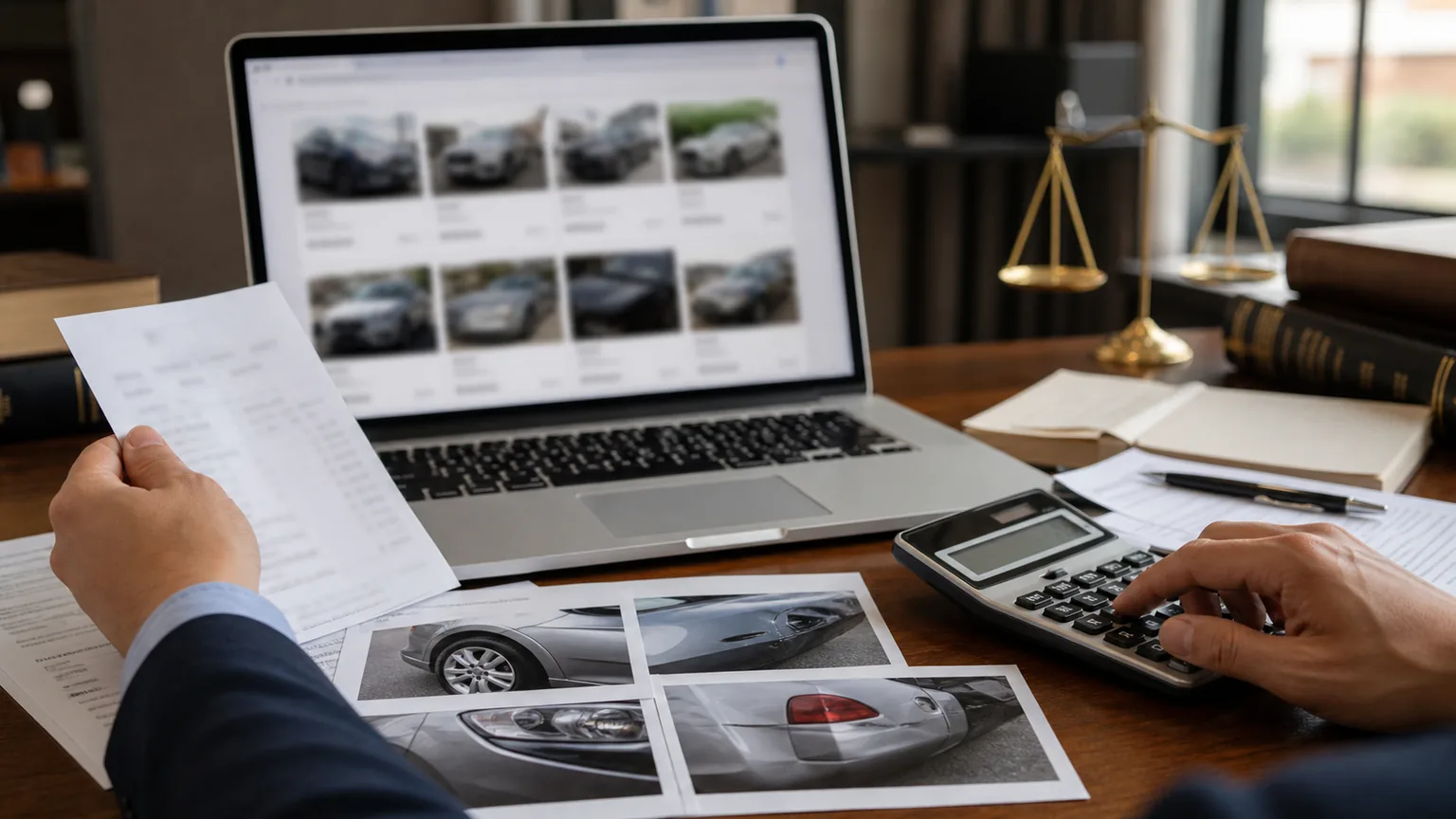 Local comparable vehicle listings and maintenance records used to challenge a low Indiana total loss offer