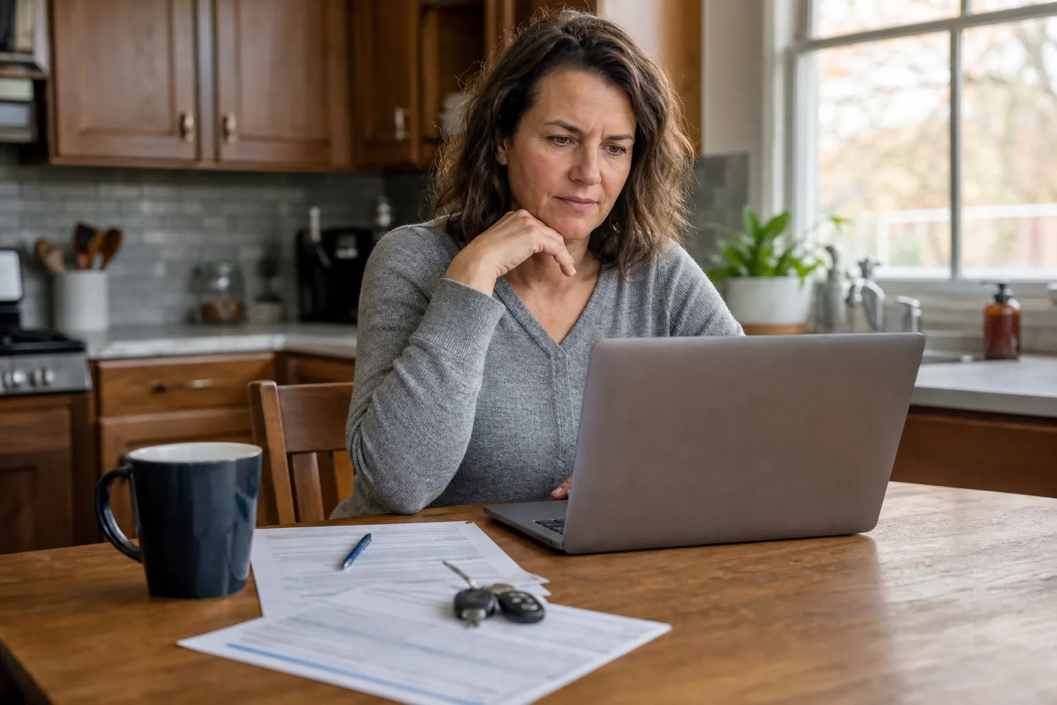Person reviewing uninsured and underinsured motorist documents