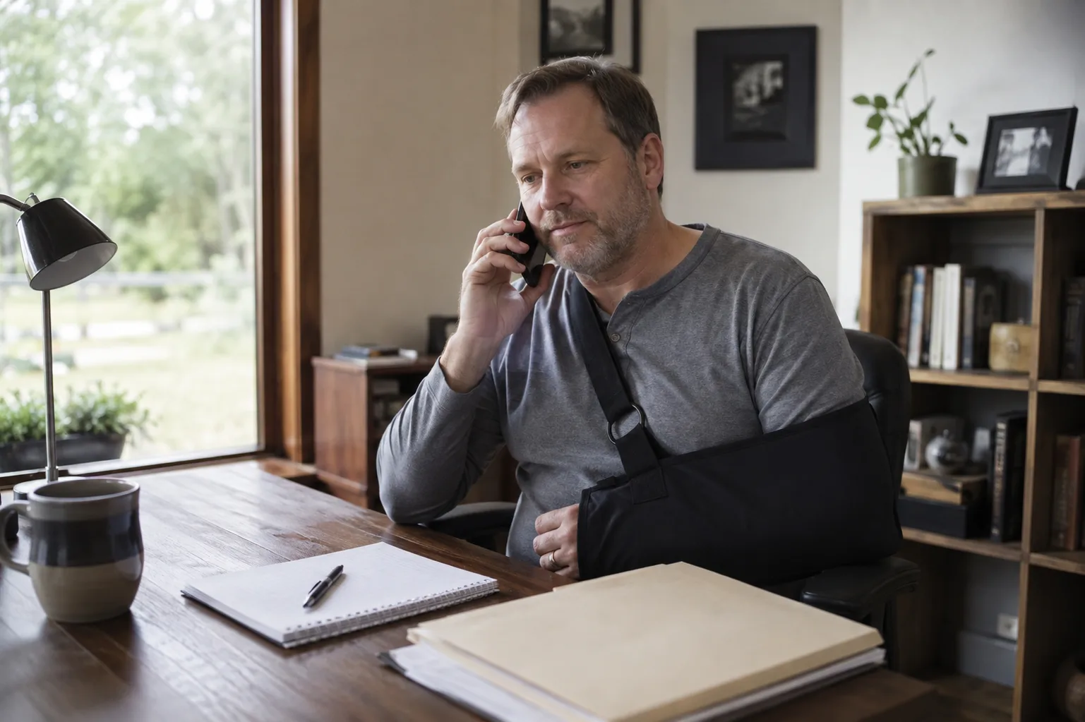 Injured worker documenting a call about delayed medical care