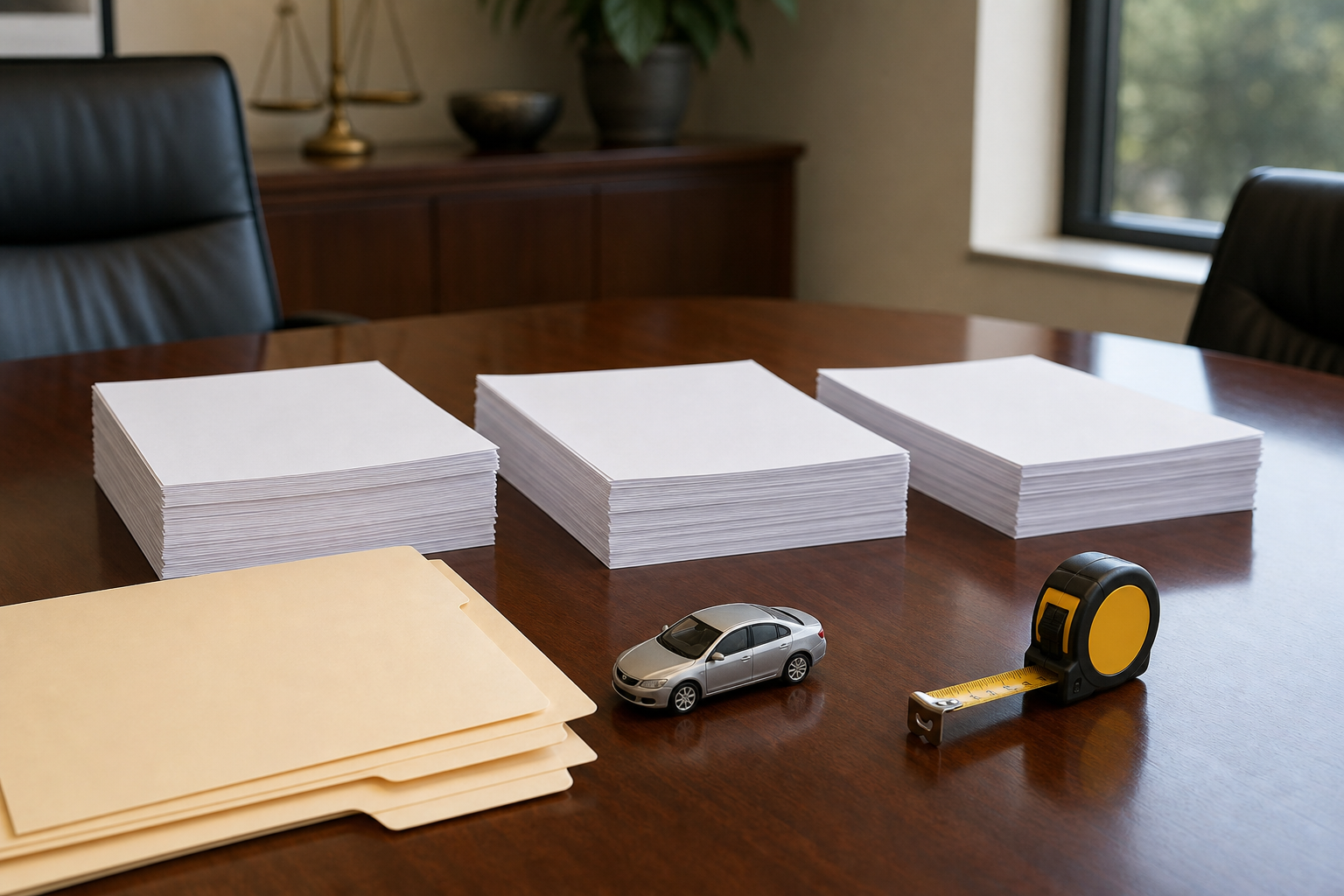 Generic insurance policy documents and calculator for an Indiana minimum auto insurance claim