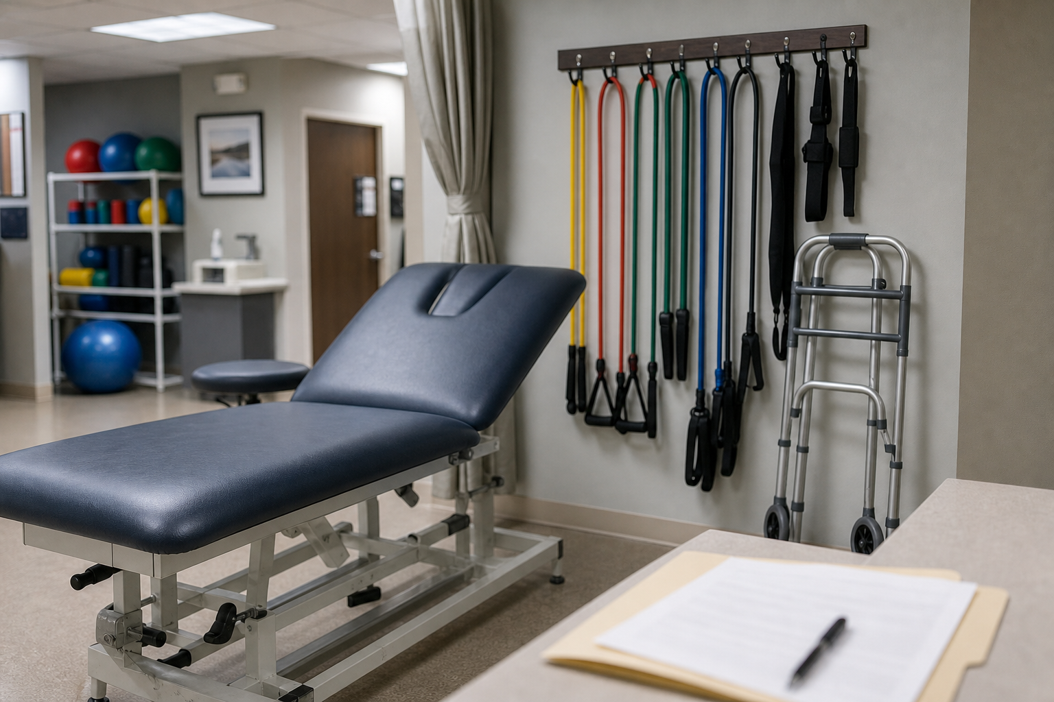 Physical therapy room after a serious Indiana car accident with limited insurance coverage